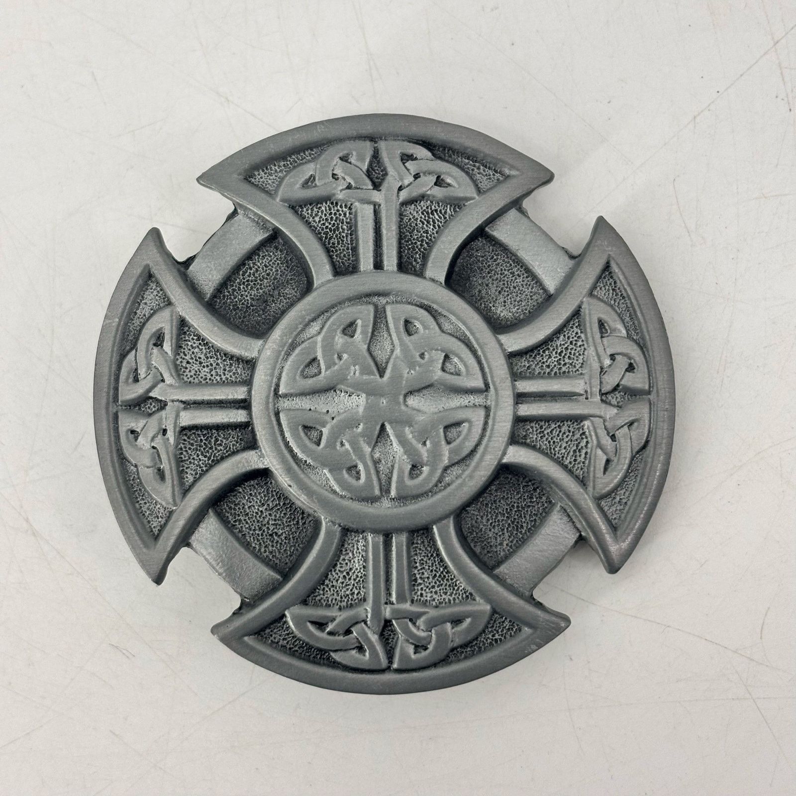 Vintage Celtic Knot Belt Buckle Pewter Gray Circle Cross Eternal Size ONE SIZE - 12 Thumbnail