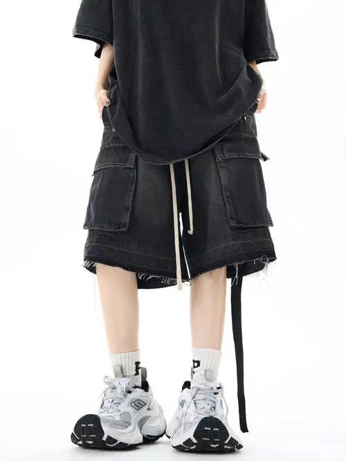 VIBE Vintage High Street Hip Hop Wide Leg Denim Shorts Size US 32 / EU 48 - 1 Thumbnail