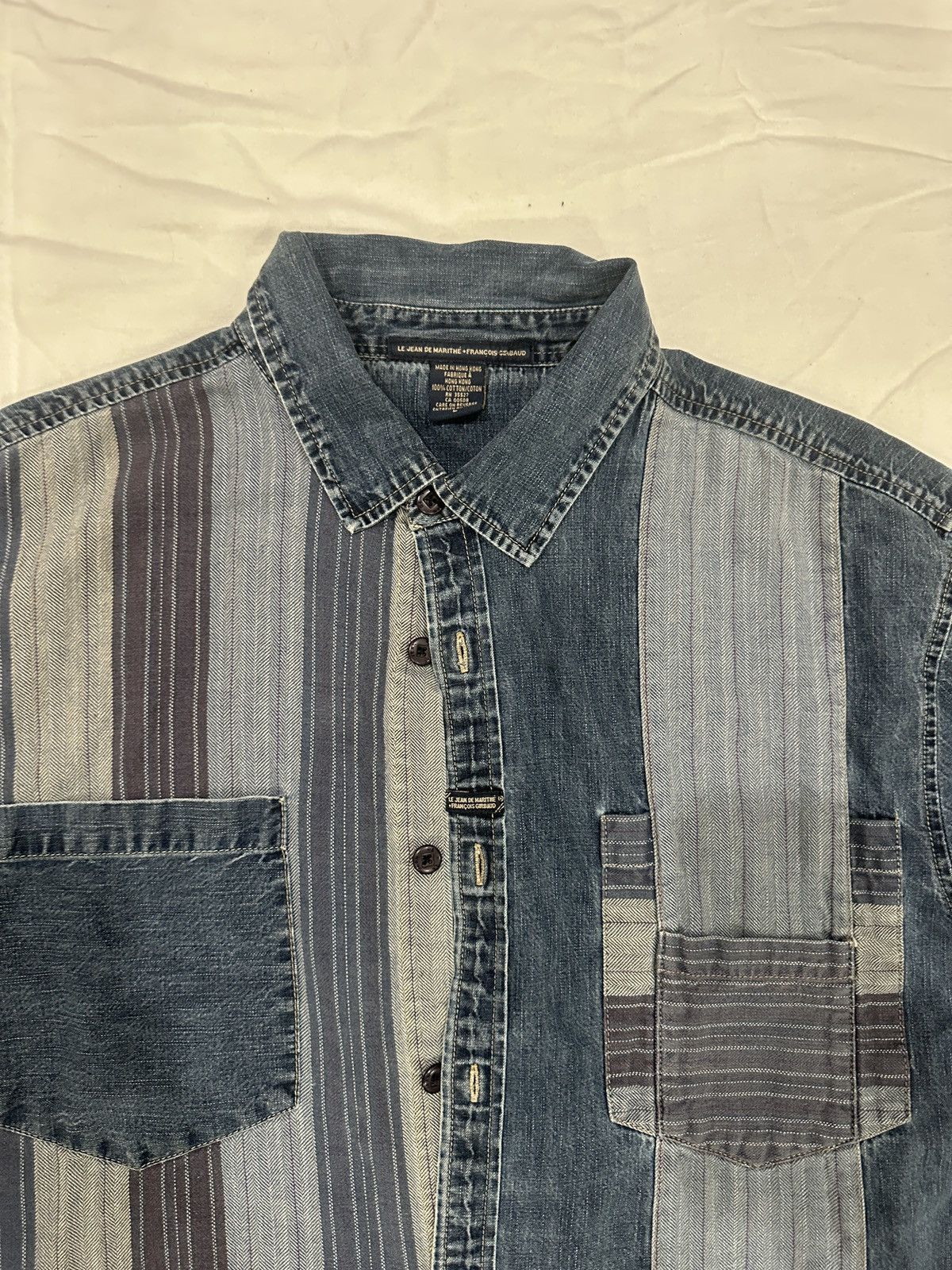 Marithe + Francois Girbaud MFG Asymmetrical Denim Button Up Size US L / EU 52-54 / 3 - 2 Thumbnail