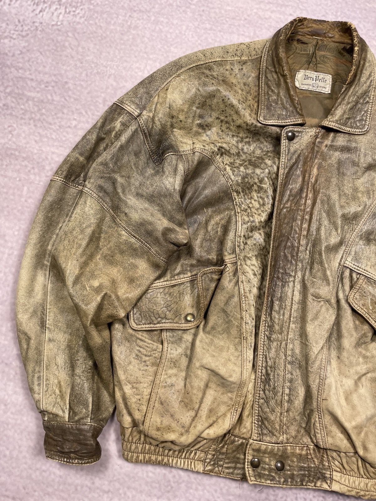Japanese Brand Vintage Y2K Outfit Vera Pelle Leather Bomber Jacket Size US L / EU 52-54 / 3 - 4 Thumbnail