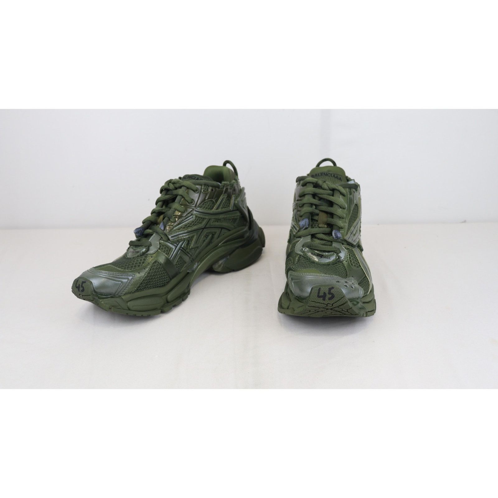 Balenciaga o1rshd1 Mesh Rubber Runner Sneakers in Kaki Size US 11 / EU 44 - 10 Thumbnail