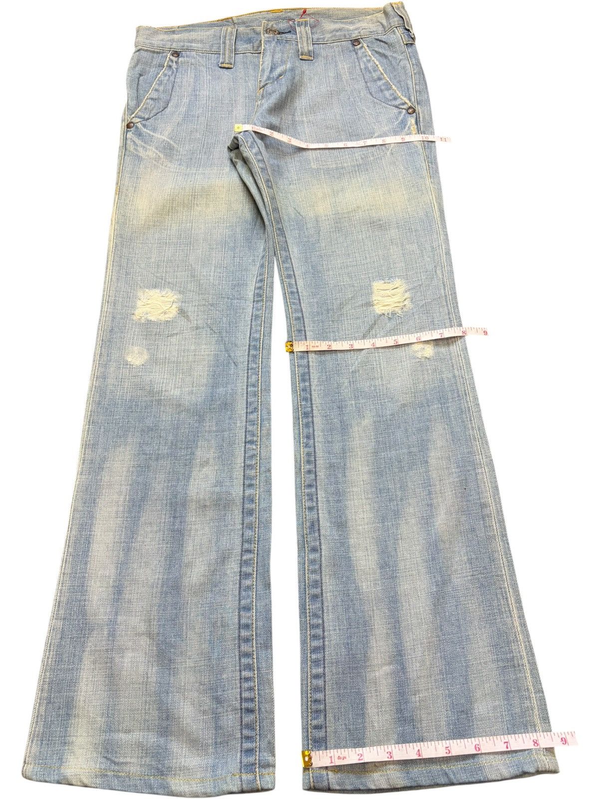 Edwin Vintage Japanese Brand Faded Wash Distress Flare Jeans Size 31" - 8 Thumbnail