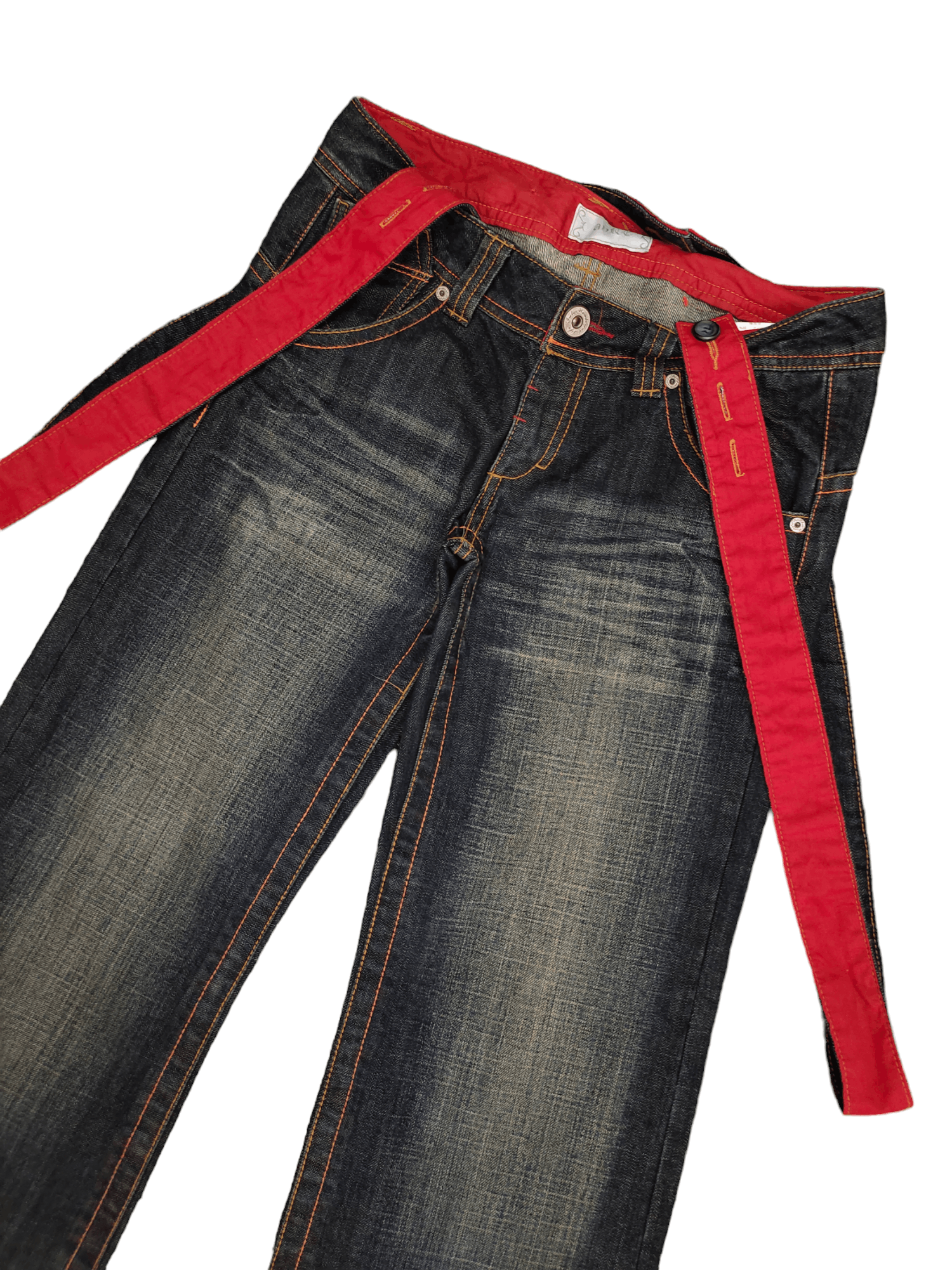 Japanese Brand Flare Jeans Avice Suspender Bondage Faded Boot Cut Goa Style Size US 29 - 5 Thumbnail