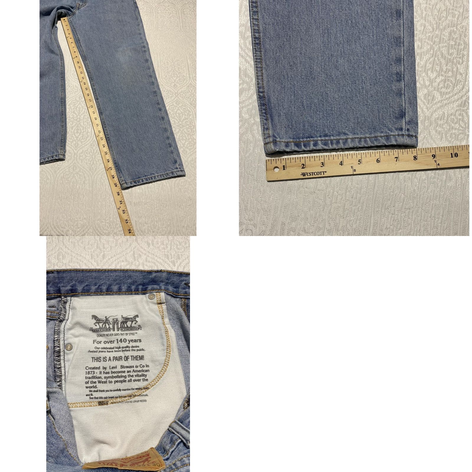 Levi's VINTAGE Levis 550 Jeans Mens 35x30 Straight Leg Denim Blue Levi's 5-Pocket Relaxed Regular Mens Jeans Size US 35 - 8 Thumbnail