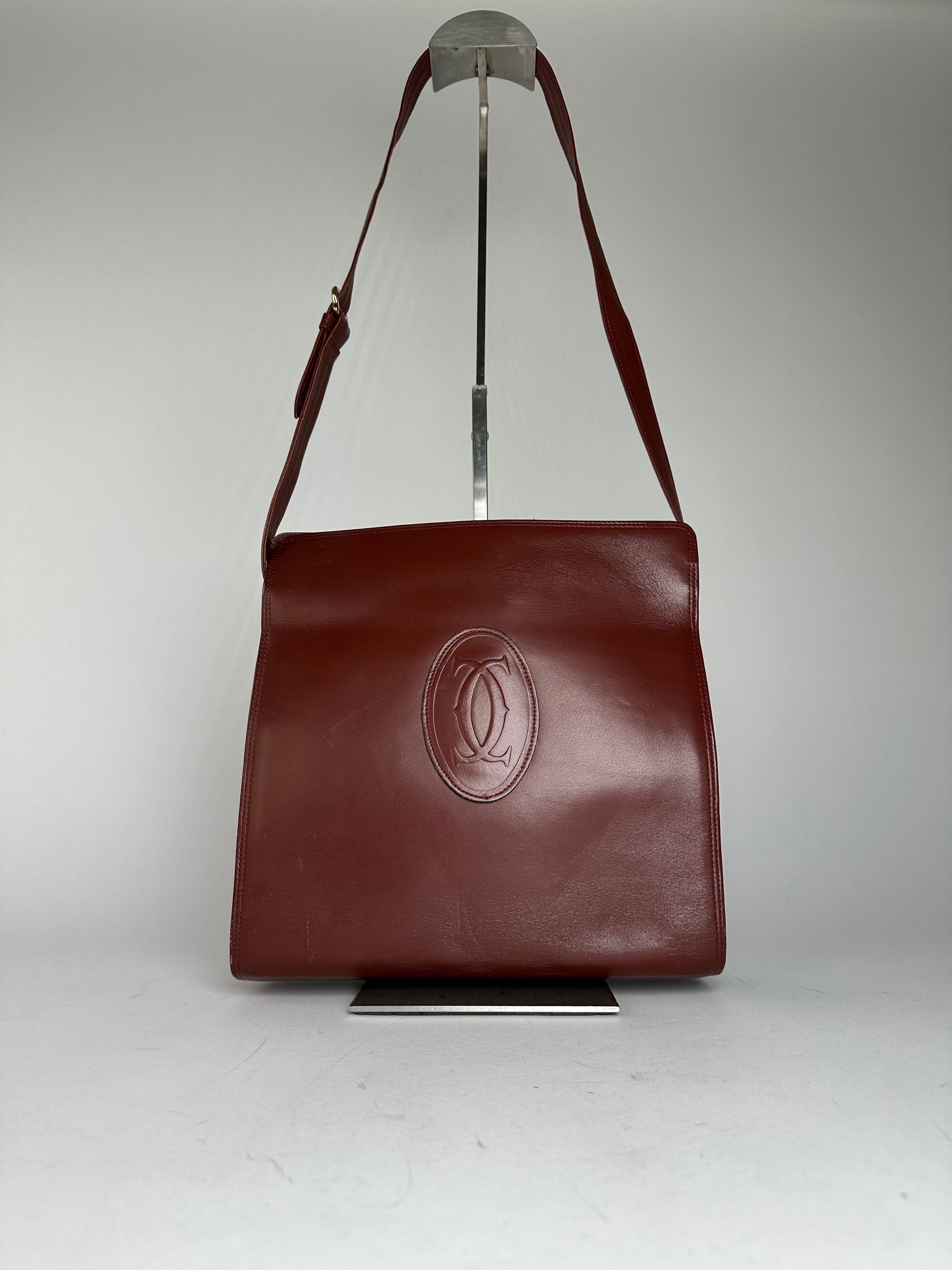 Cartier Vintage Leather Shoulder Bag Burgundy Size ONE SIZE - 1 Thumbnail