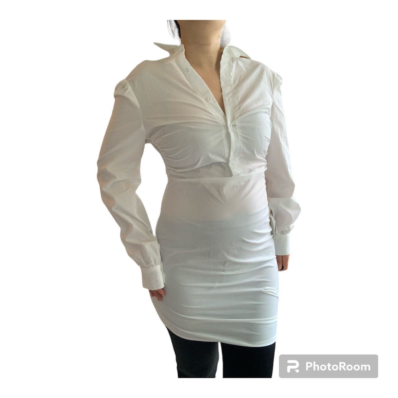 PrettyLittleThing New W/ Tag Ruched Side Fitted Shirt Dress Size M / US 6-8 / IT 42-44 - 7 Thumbnail