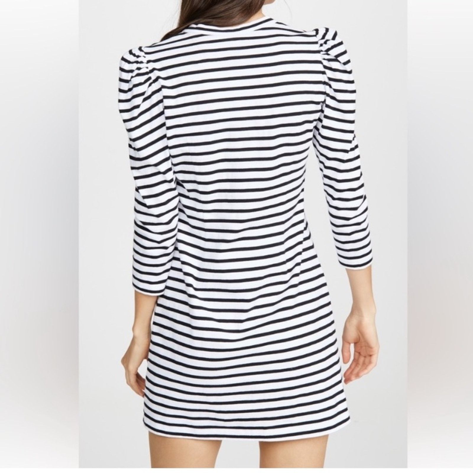 A.L.C. A.L.C. $365 Kidman Black Striped Puff LS Tee Dress XS Size XS / US 0-2 / IT 36-38 - 7 Thumbnail