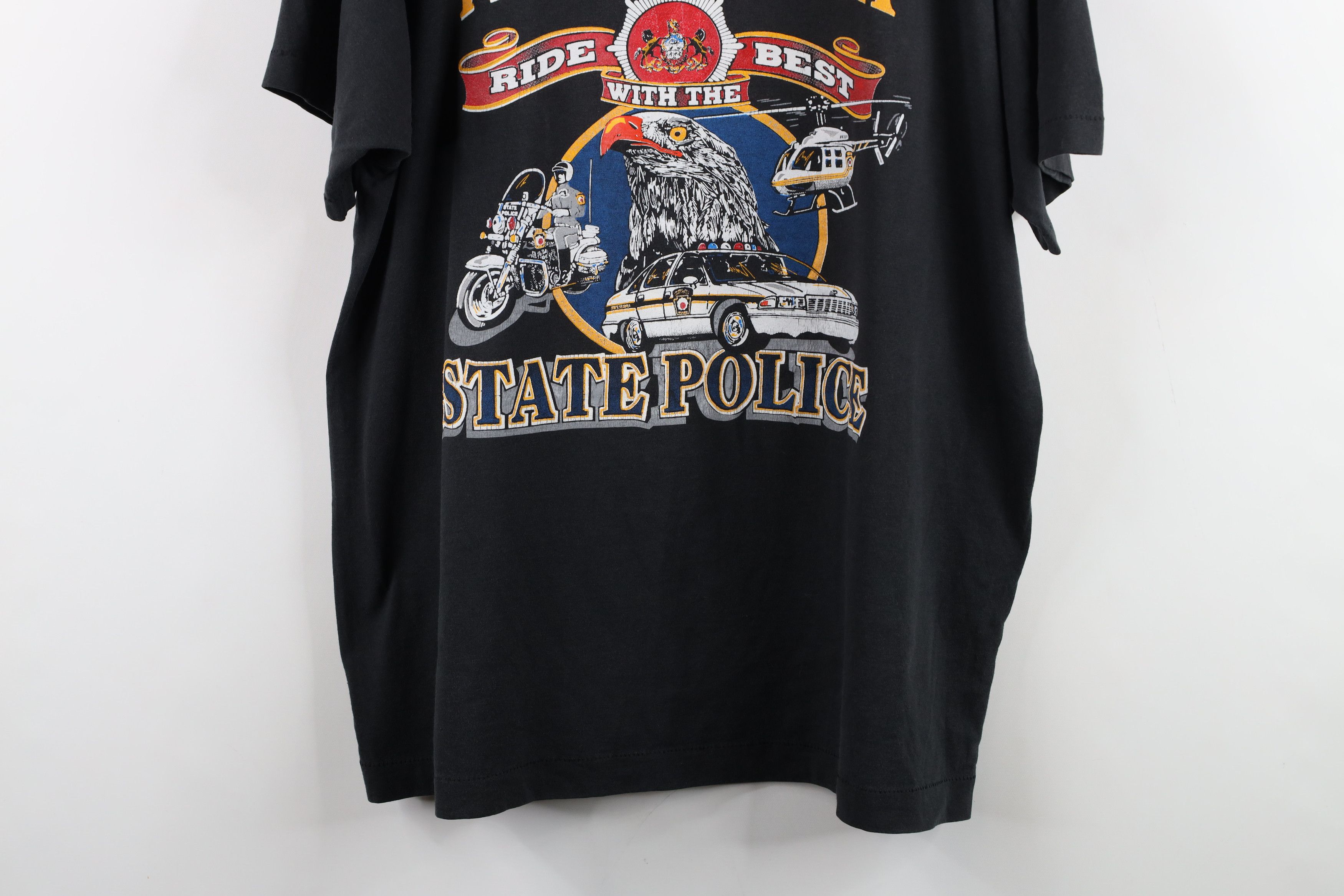 Vintage Vintage 90s Streetwear Pennsylvania Police T-Shirt Black USA Size US XL / EU 56 / 4 - 3 Thumbnail