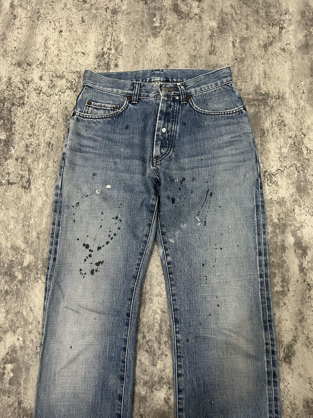 Alberto × Japanese Brand × Jean Vintage Alberto Paris Paint Selvedge Distressed jeans Size US 27 - 4 Thumbnail