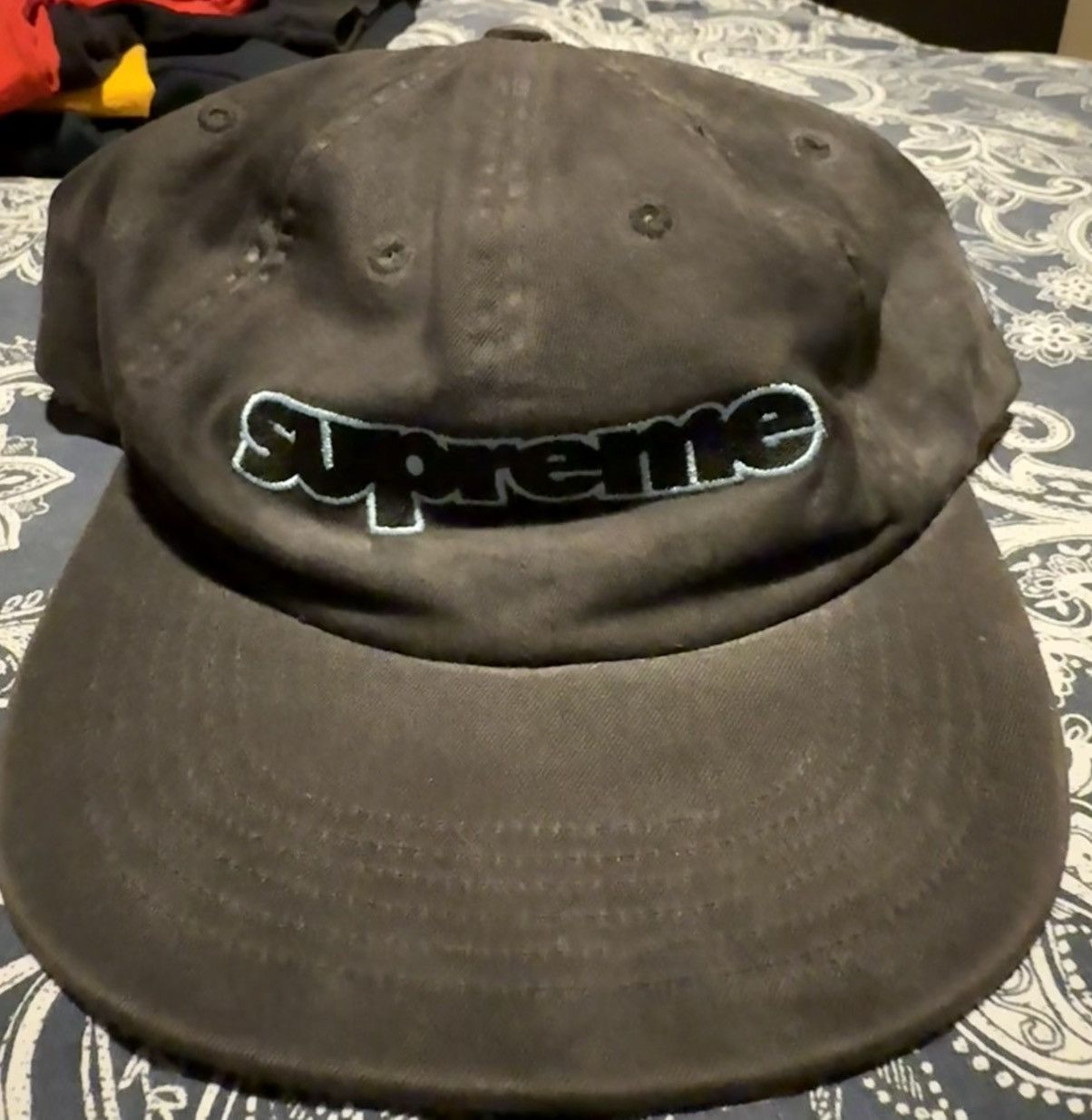 Supreme Supreme Raised Logo 6-Panel Hat (Black/Blue) Size ONE SIZE - 1 Preview