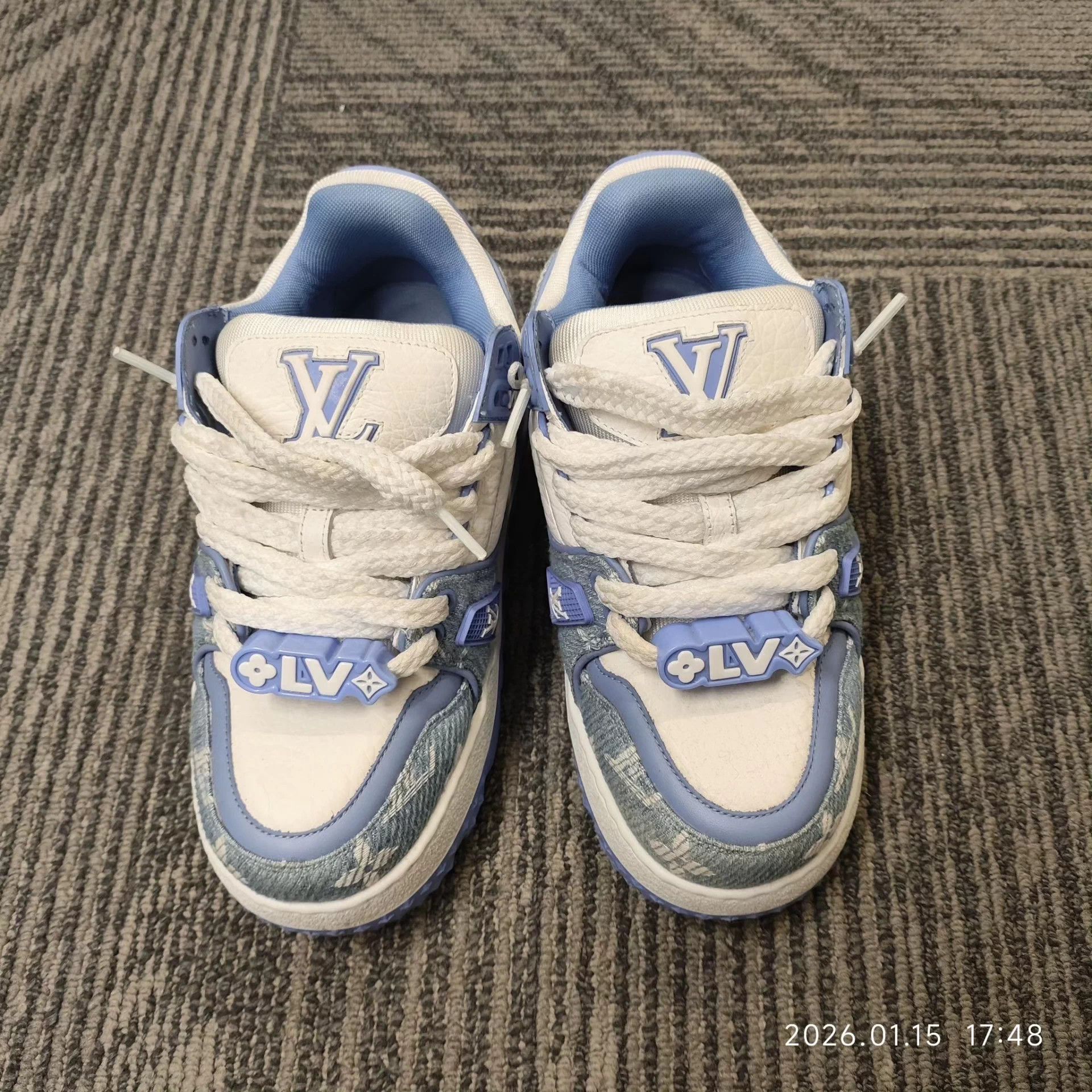 LV Trainer Denim & Leather Sneaker Denim Blue 36