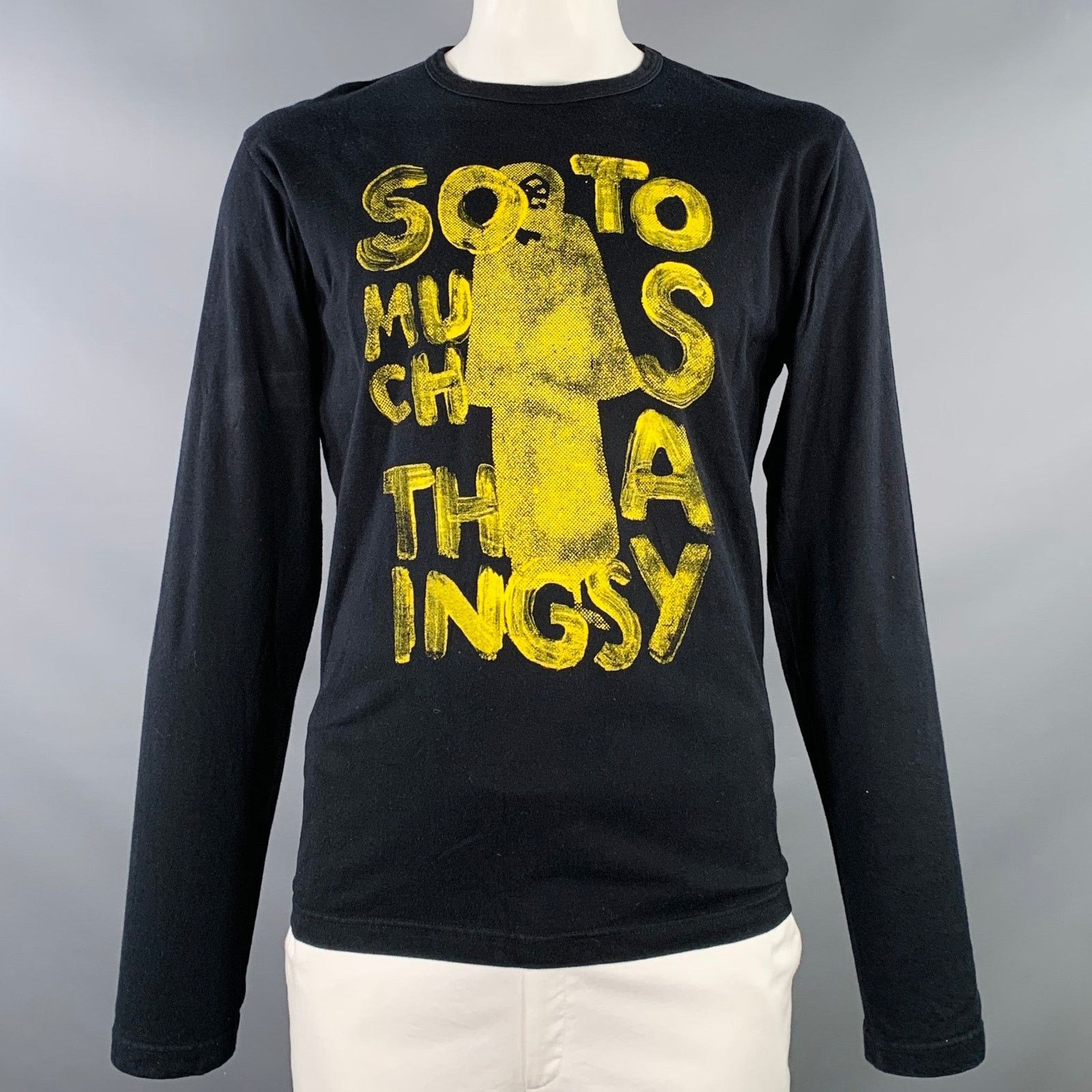 agnes b. Size XL Black Yellow Graphic Print Cotton Crew Neck Pullover Size US XL / EU 56 / 4 - 1 Thumbnail