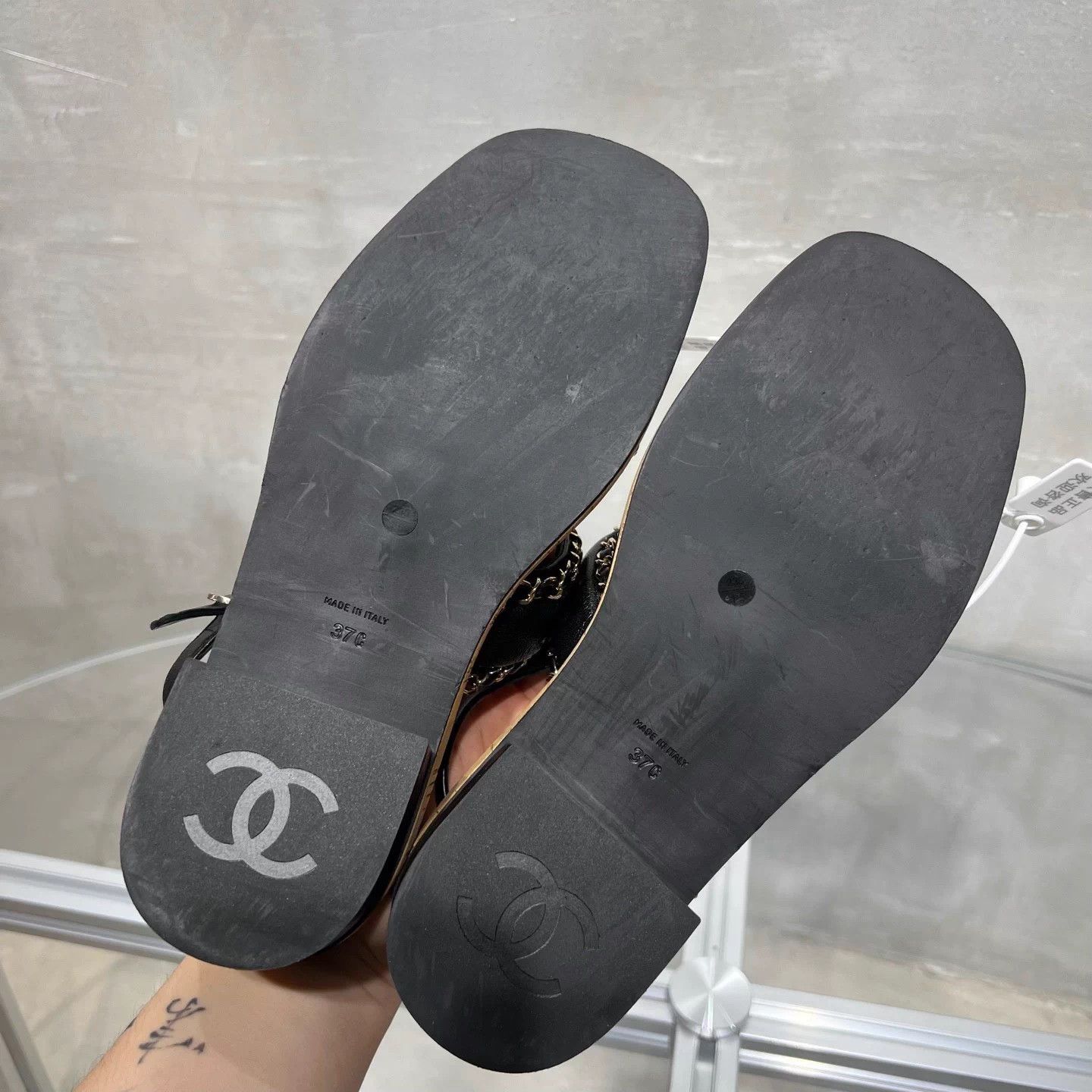 Chanel Chanel Black Platform Chain Sandal 37 YH24605 Size US 6.5 / IT 36.5 - 7 Thumbnail