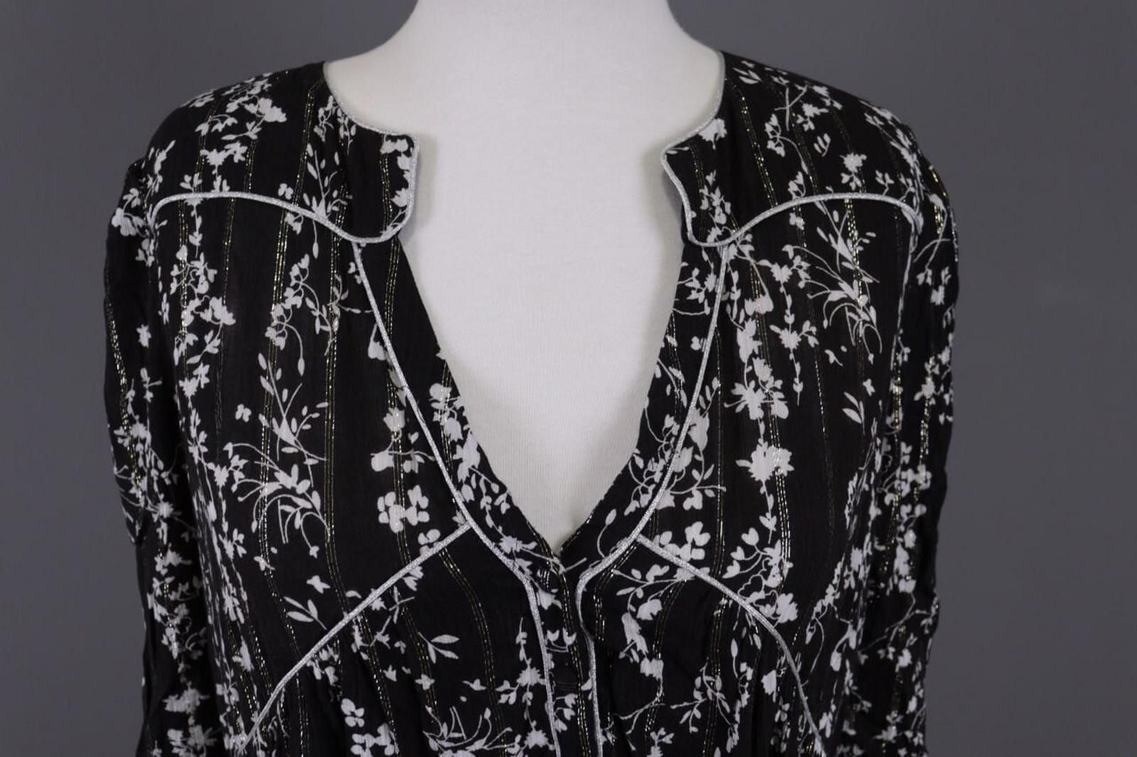 Wilkes Bashford BA&SH Frezza Noir Lady Dress Black Floral Blouson Dress Sz 2 Size XS / US 0-2 / IT 36-38 - 4 Thumbnail