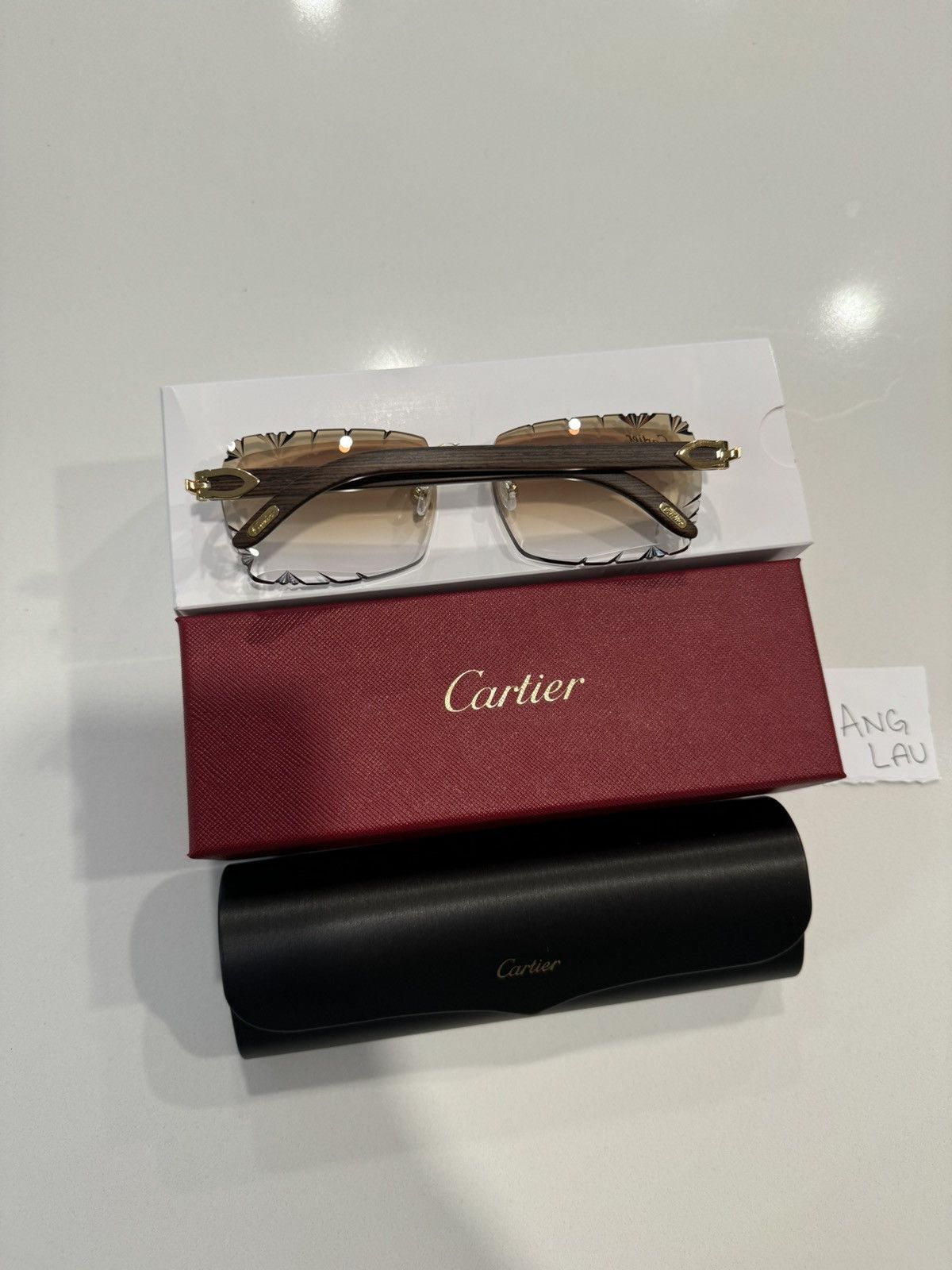 Cartier Cartier Wood Gold Glasses with Custom Diamond Cut Lenses Size ONE SIZE - 3 Thumbnail