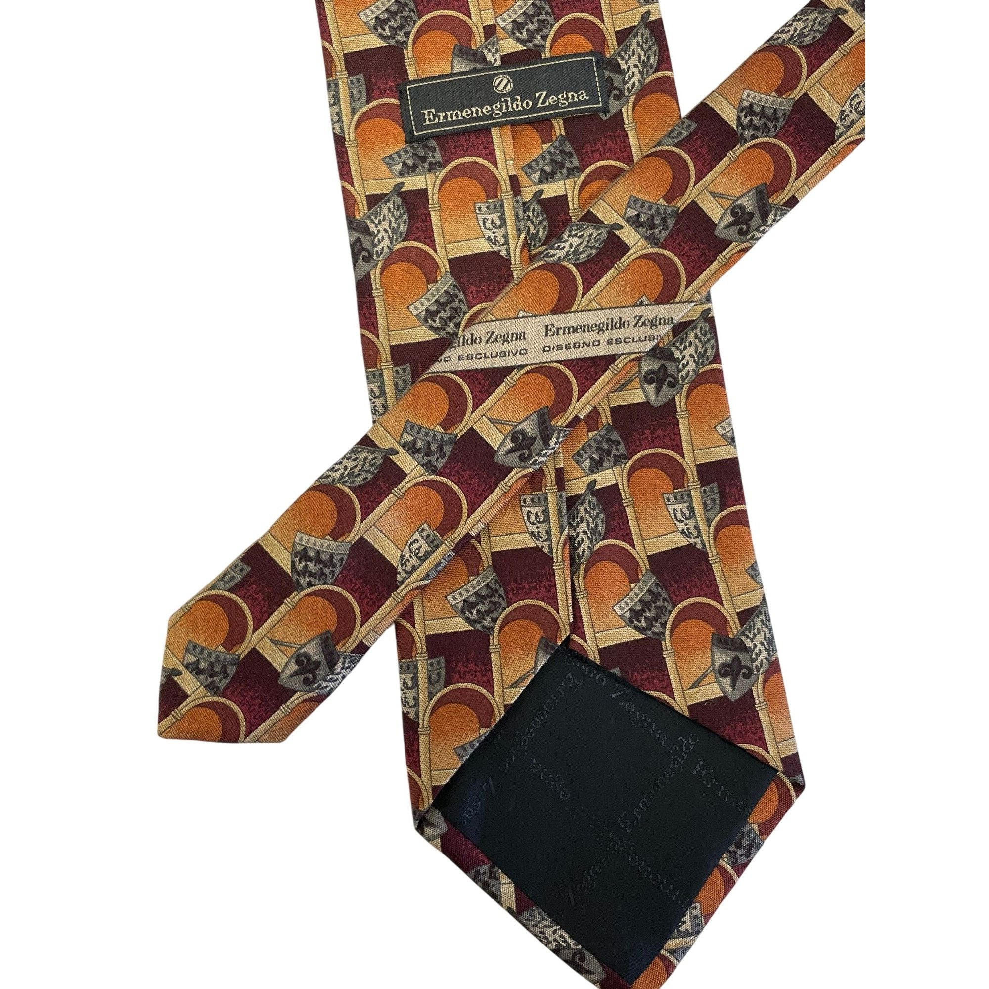 Ermenegildo Zegna Vtg Ermenegildo Zegna Orange Gold Silk Neck Tie Size ONE SIZE - 3 Thumbnail