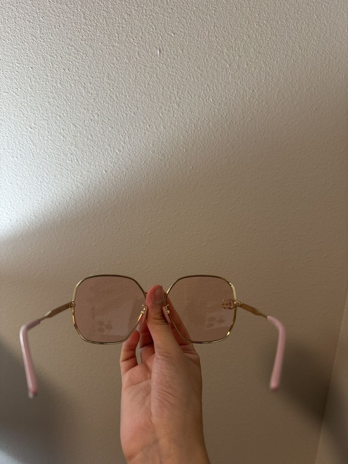 Gucci Gucci Pink & Gold Hexagonal Sunglasses Size ONE SIZE - 5 Thumbnail