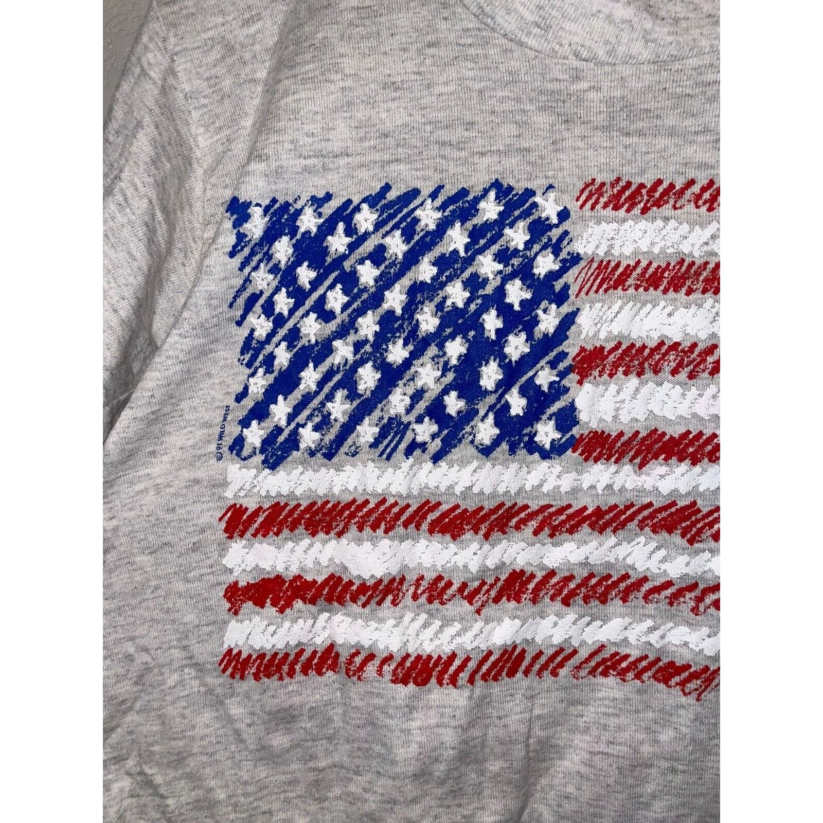 Jerzees Vintage USA Flag Shirt Jerzees Stripes Gray Tee 90s VTG M Size US M / EU 48-50 / 2 - 2 Thumbnail