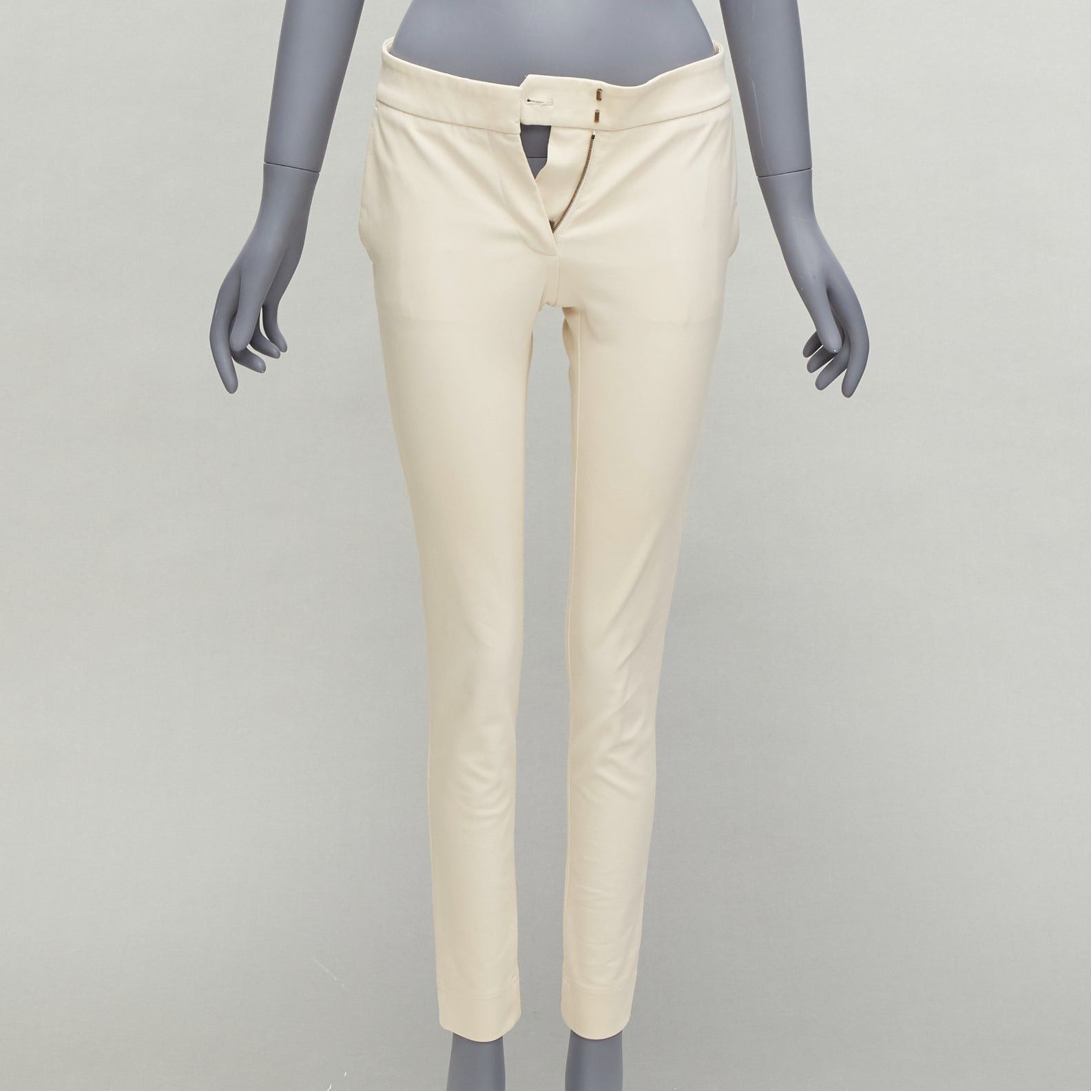 Stella McCartney STELLA MCCARTNEY cream cotton blend stretchy cropped skinny pants IT38 XS Size 26" / US 2 / IT 38 - 1 Thumbnail