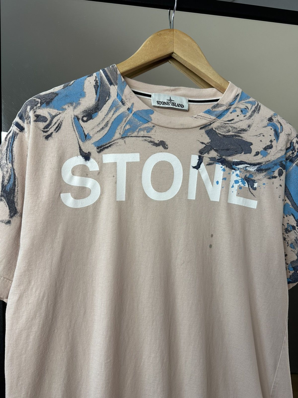 Stone Island Vintage Stone Island Big Logo T-Shirt Light Pink Size US L / EU 52-54 / 3 - 2 Thumbnail