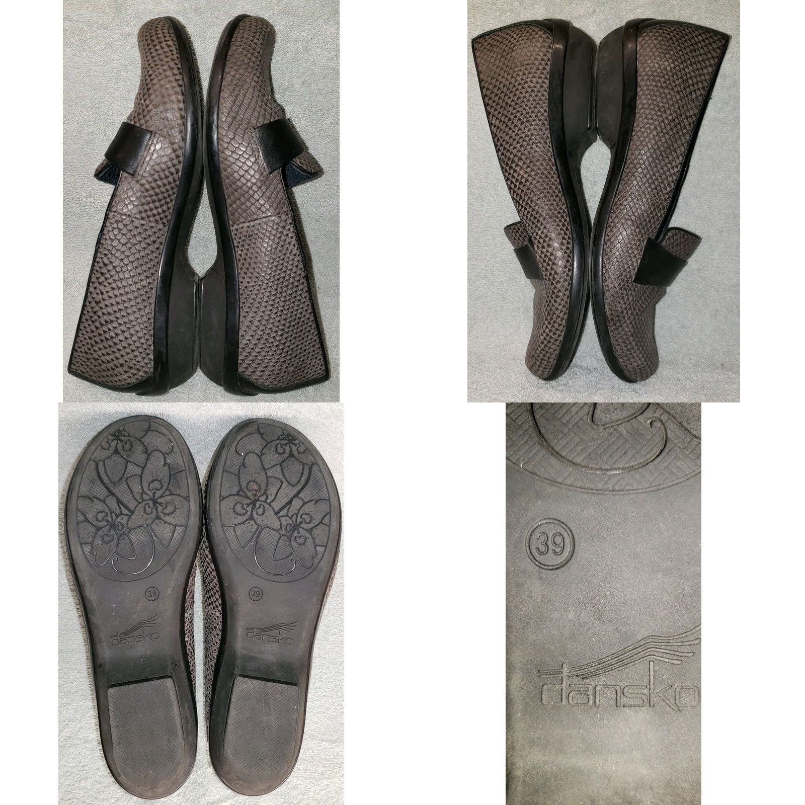 Dansko Dansko Womens Flats Size 8.5M 39EU Gray Reptile Pattern Black Crossover Loafer Flat Casual to Business Dress Womens US 8.5 M Size US 9 / IT 39 - 8 Thumbnail