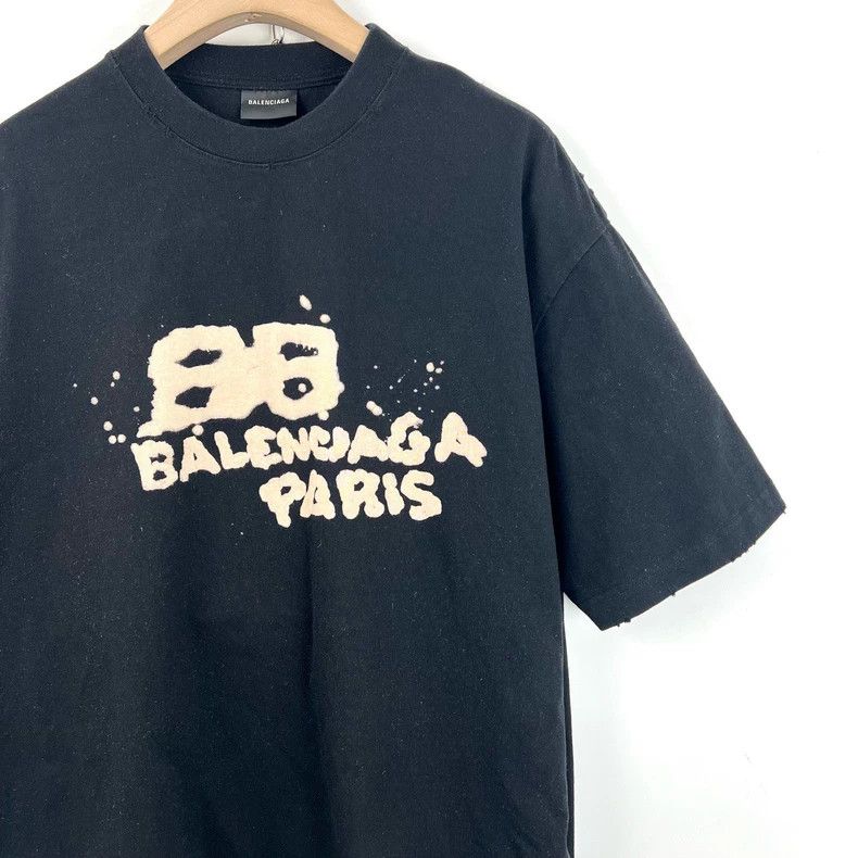 Balenciaga Balenciaga Black double-B graffiti short sleeve Size US M / EU 48-50 / 2 - 4 Thumbnail