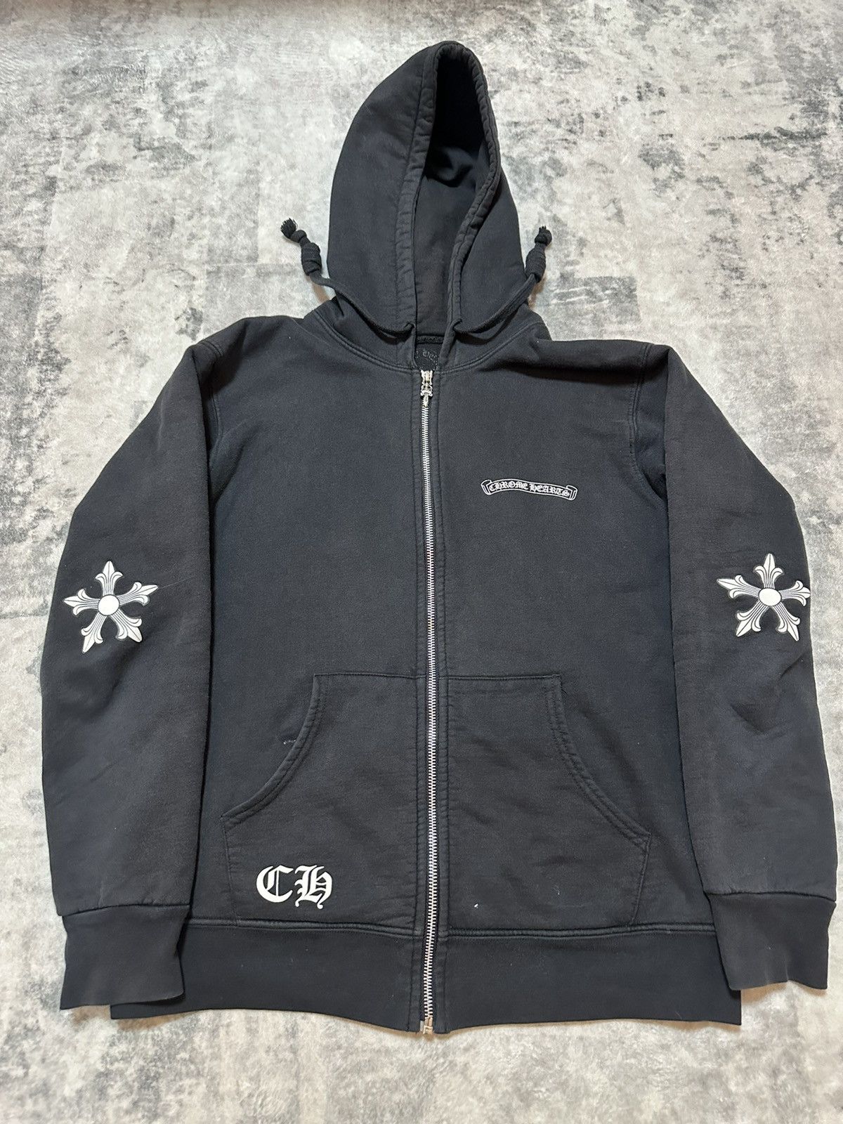 image of Chrome Hearts Star Thermal Zip Up Hoodie in Black, Men's (Size Medium)