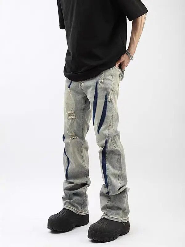 VIBE Retro yellow mud claw mark wide leg jeans Size US 32 / EU 48 - 5 Thumbnail