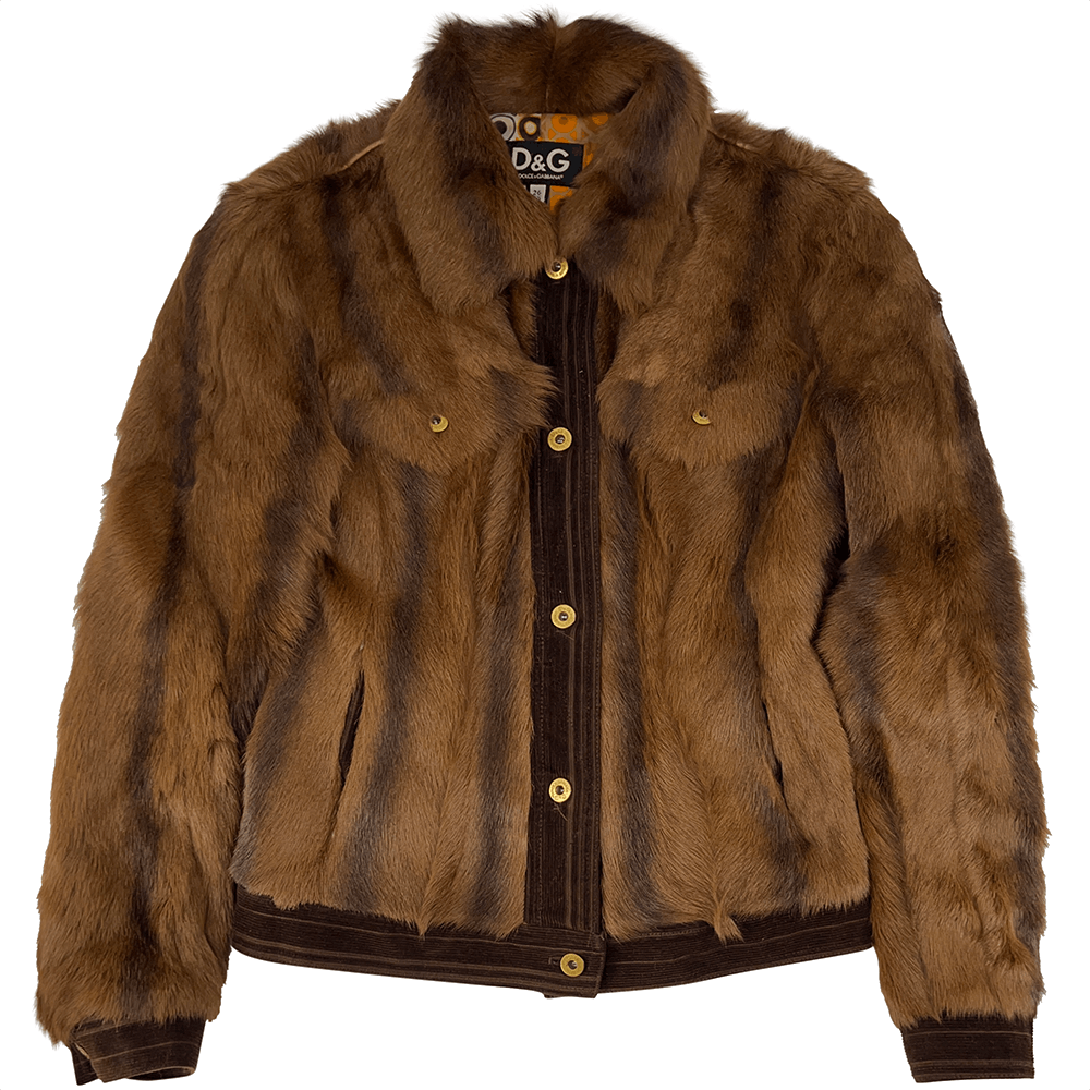 image of Dolce Gabbana Fur Jacket in Brown, Women's (Size Small)