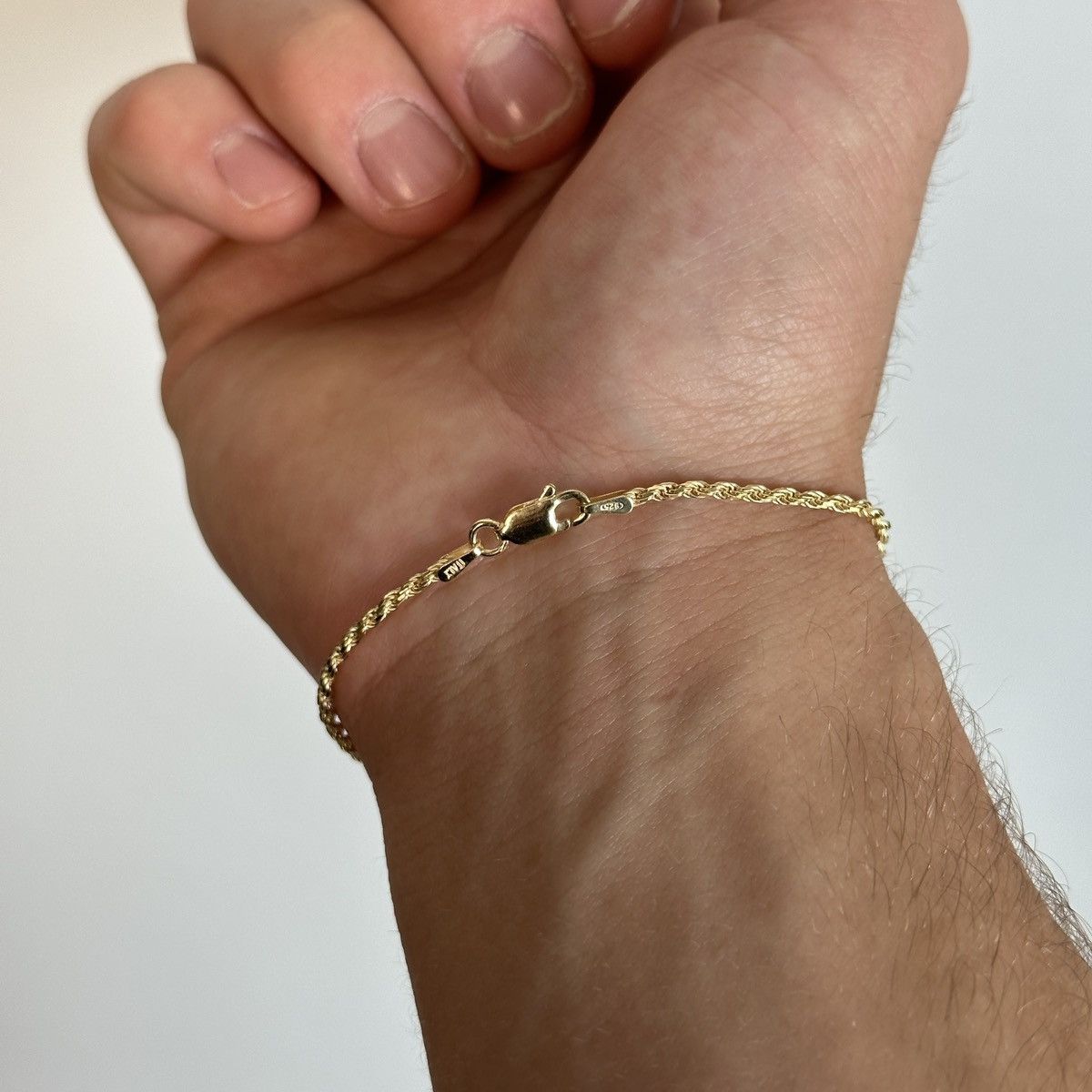 Jewelry Gold bracelet 14k gold vermeil Rope bracelet 2MM 8 inches Size ONE SIZE - 6 Thumbnail