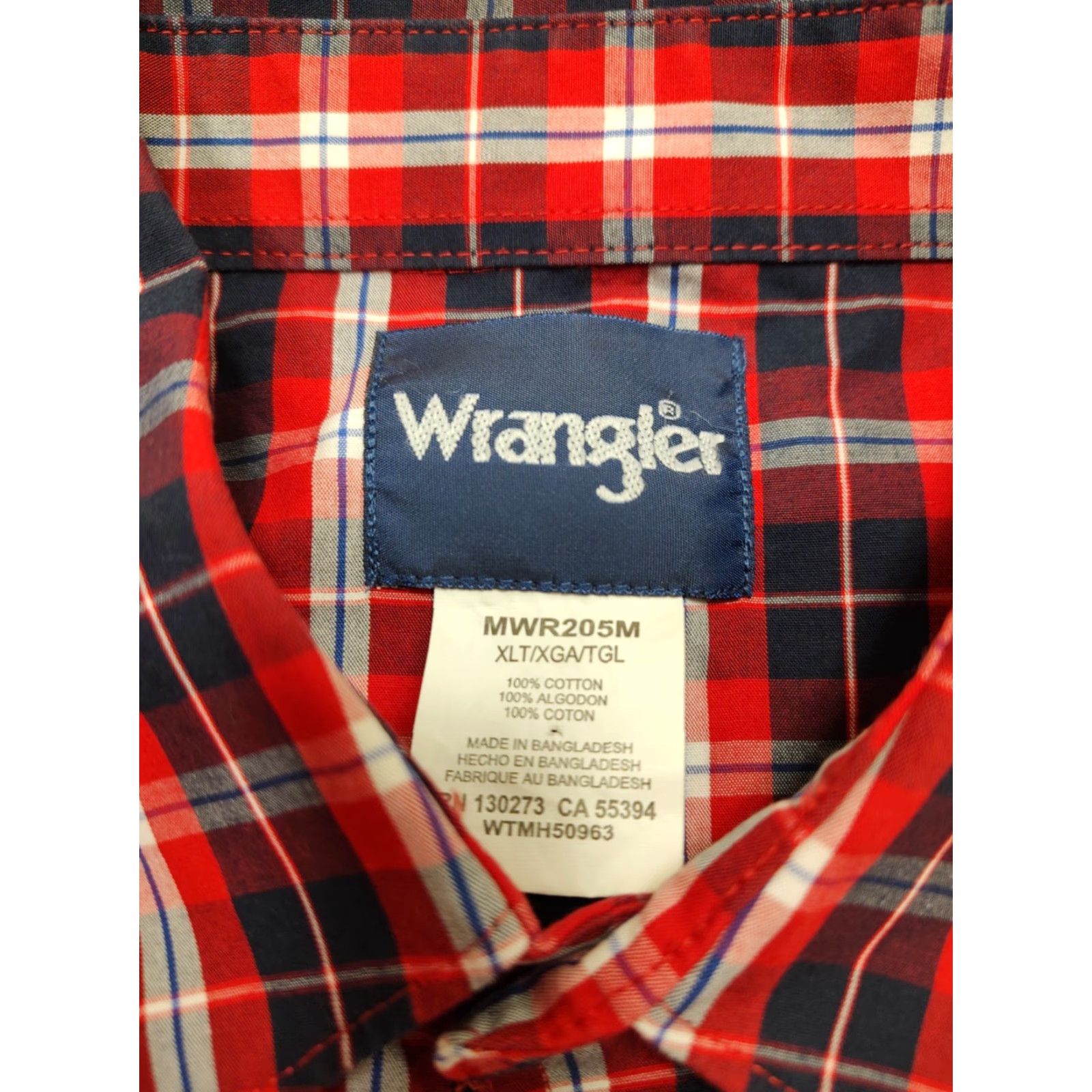 Wrangler Wrangler Western Shirt Mens XLT XL Tall Pearl Snap Red Plaid Long Sleeve Pockets Size US XL / EU 56 / 4 - 4 Thumbnail