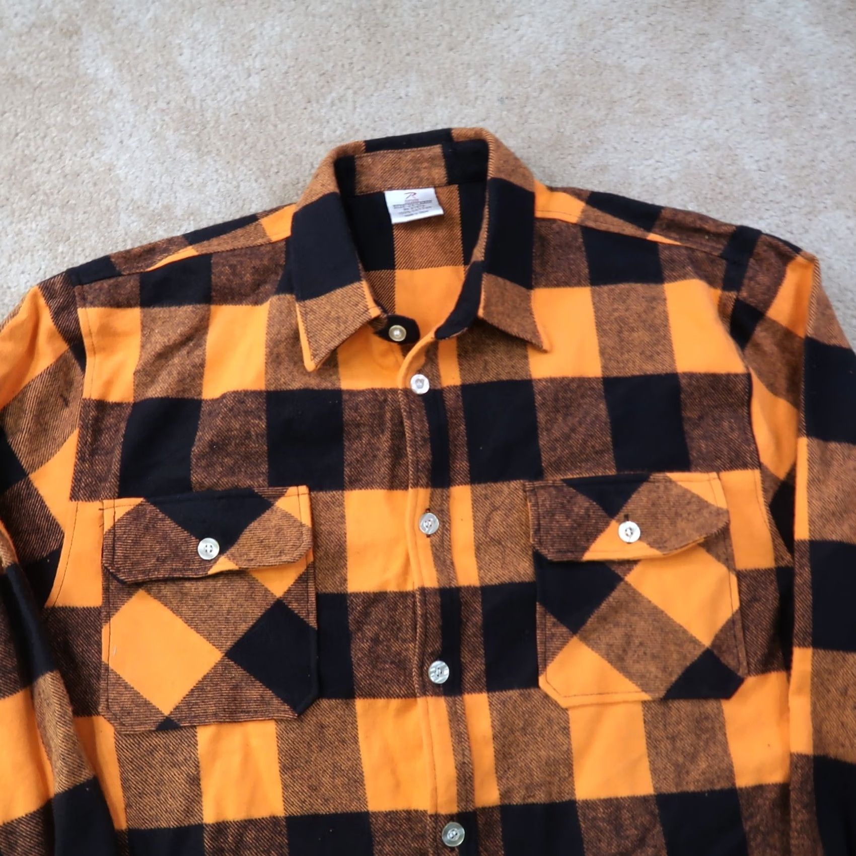 Rothco Rothco Button-Up Flannel Shirt Men's 2XL Orange Plaid Long Sleeve Button Front Size US XXL / EU 58 / 5 - 2 Thumbnail