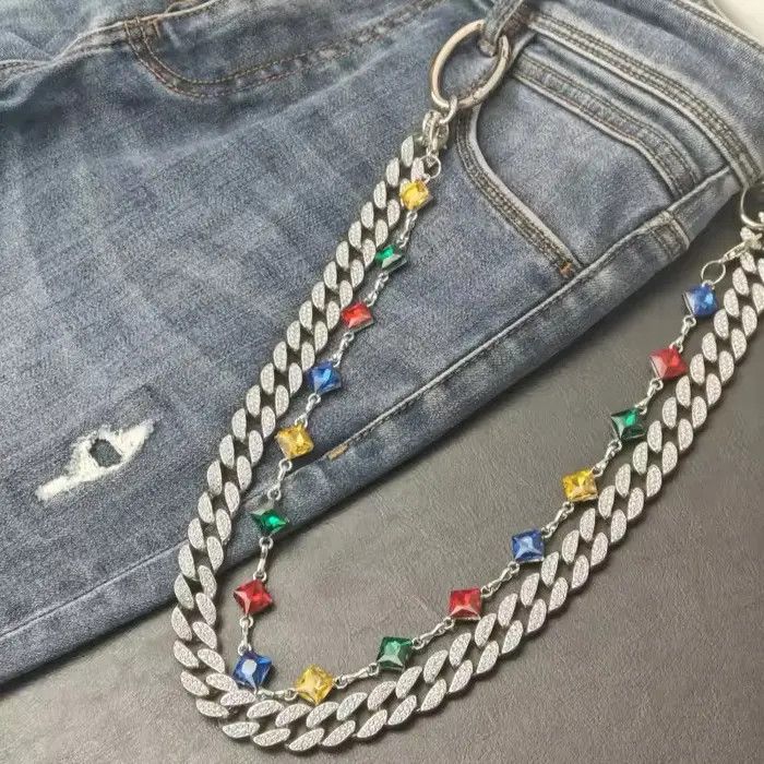 Jewelry Retro Cuban Crystal Pant Waist Chain Size ONE SIZE - 8 Thumbnail
