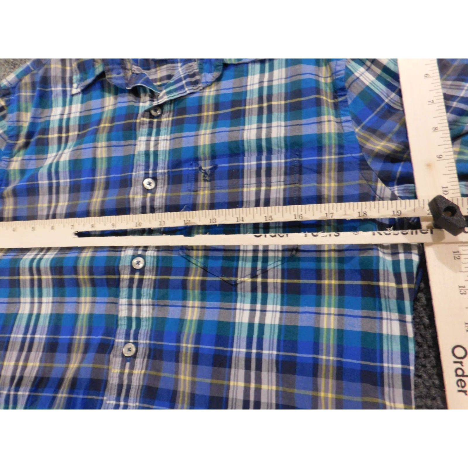 American Eagle Outfitters American Eagle Mens Shirt Small Blue plaid button up athletic fit Size US S / EU 44-46 / 1 - 5 Thumbnail