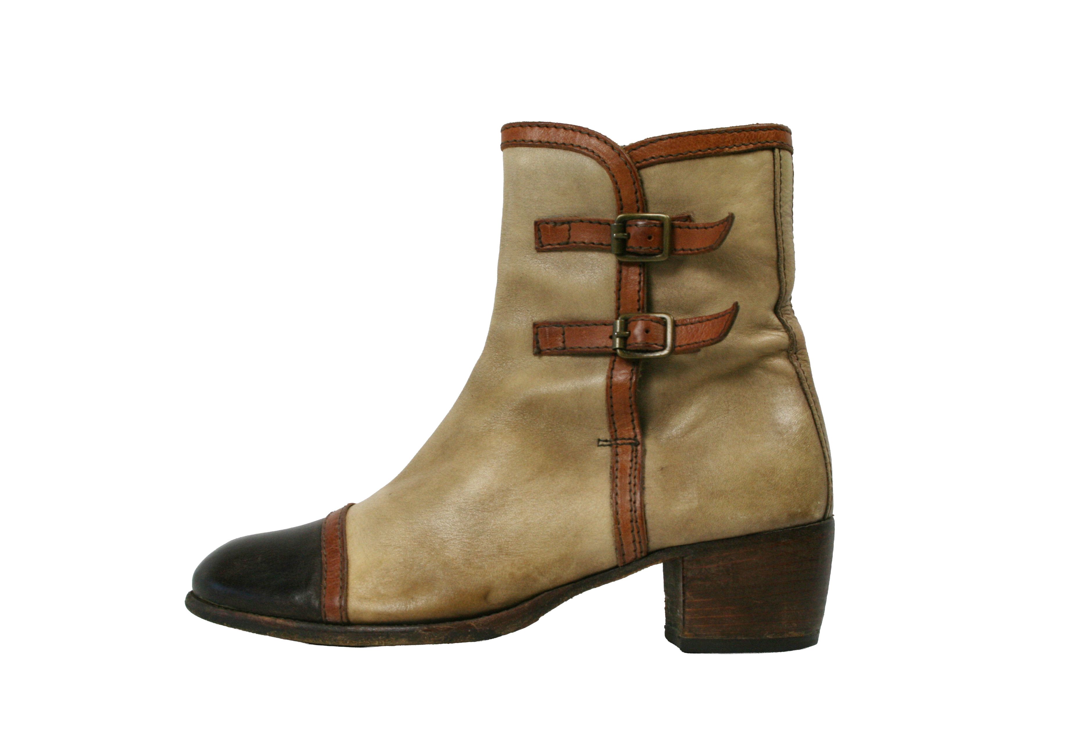 MoMA 00S Biker Leather Grunge Belted Boots Vintage Size US 7 / IT 37 - 2 Thumbnail