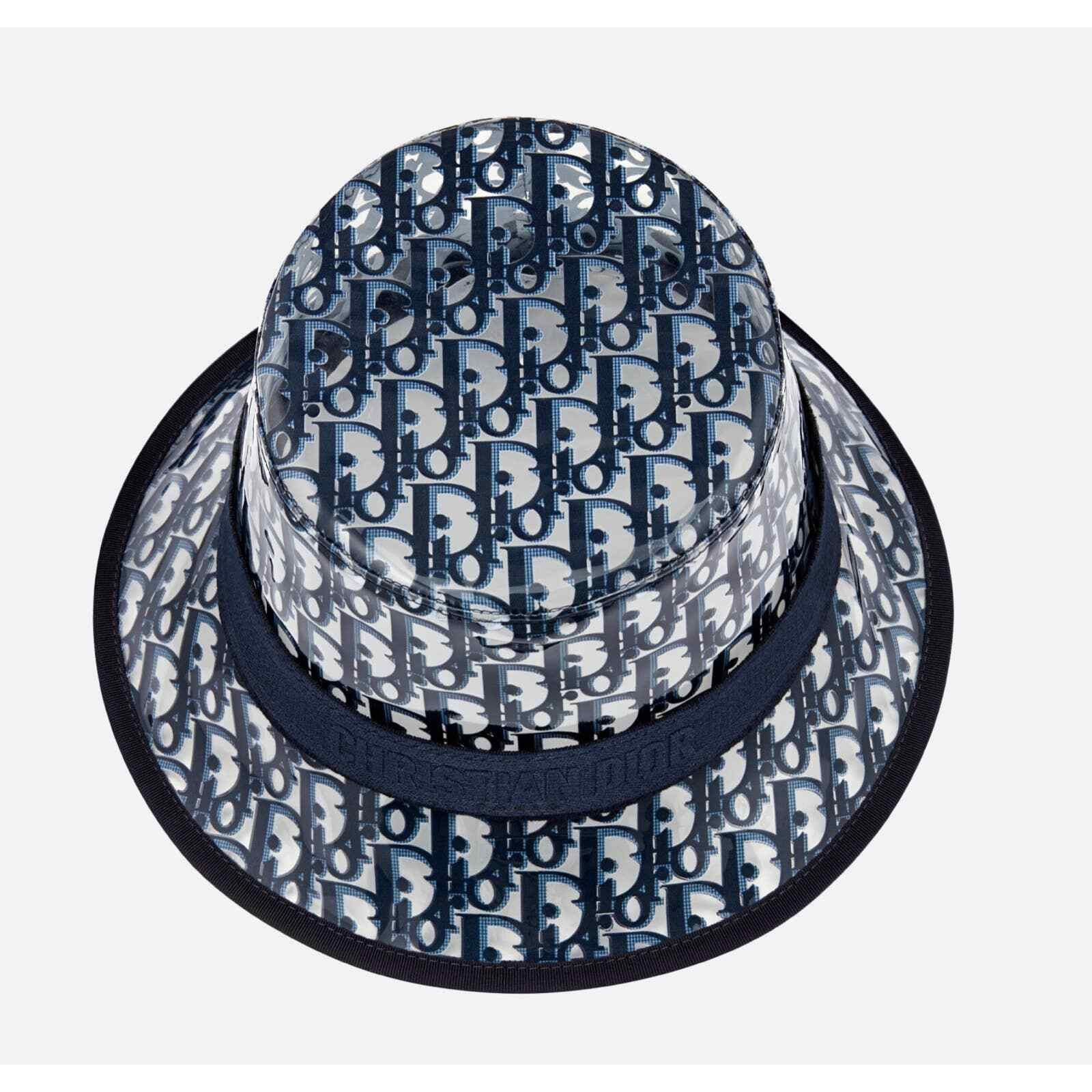 Dior French Oblique Logo Transparent Clear Sun Bucket Hat 57
