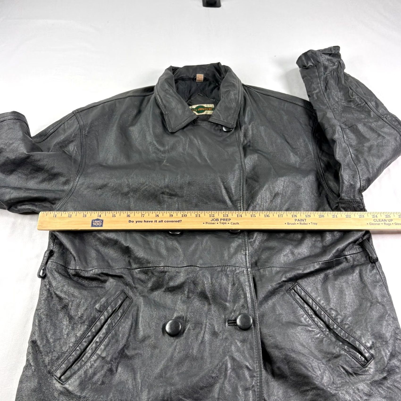 Vintage Outbrook Leather Jacket Womens Large Black Pockets Coat Size L / US 10 / IT 46 - 6 Thumbnail