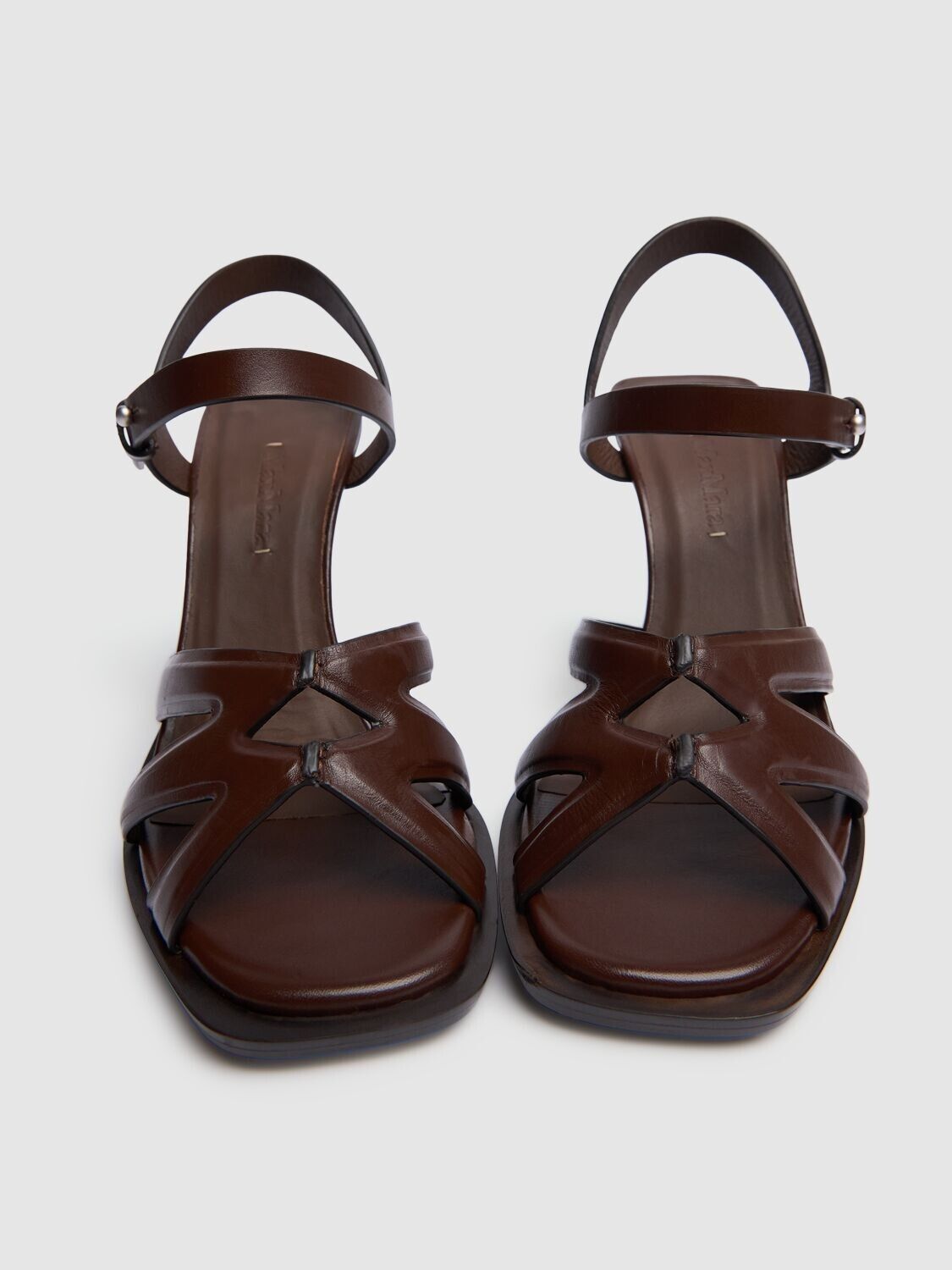 Max Mara MAX MARA Doublehigh Cocao Brown Leather 95mm Sandals Size US 10 / IT 40 - 2 Thumbnail