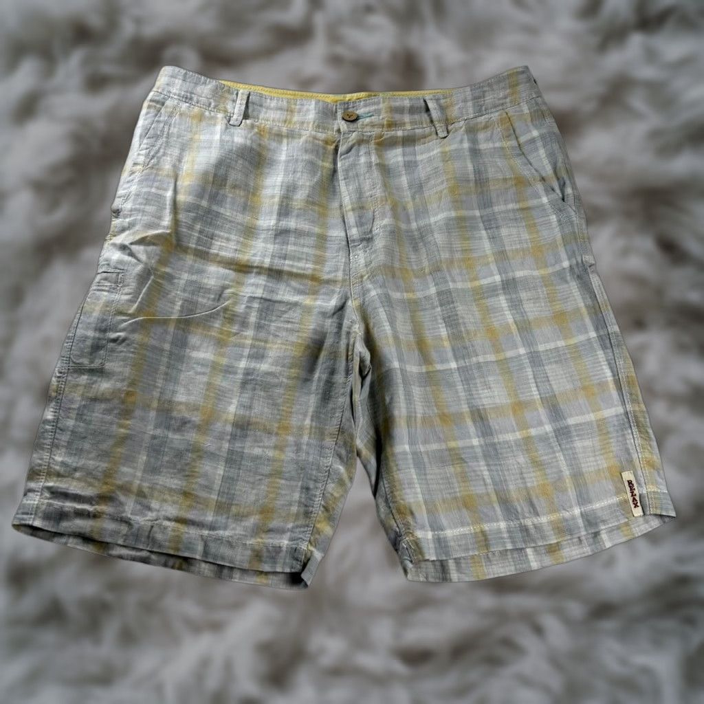 Tommy Bahama Men's Chino Shorts Size 34 Gray White Yellow Plaid - Main Image