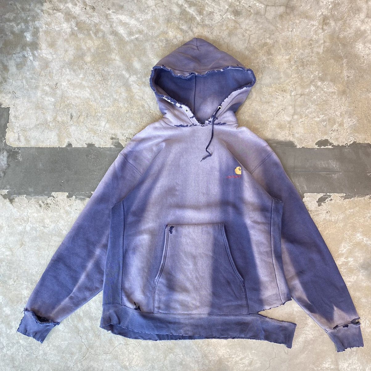 Carhartt × Vintage Vintage 80s Carhartt Thrashed Faded Hoodie Size US L / EU 52-54 / 3 - 1 Thumbnail