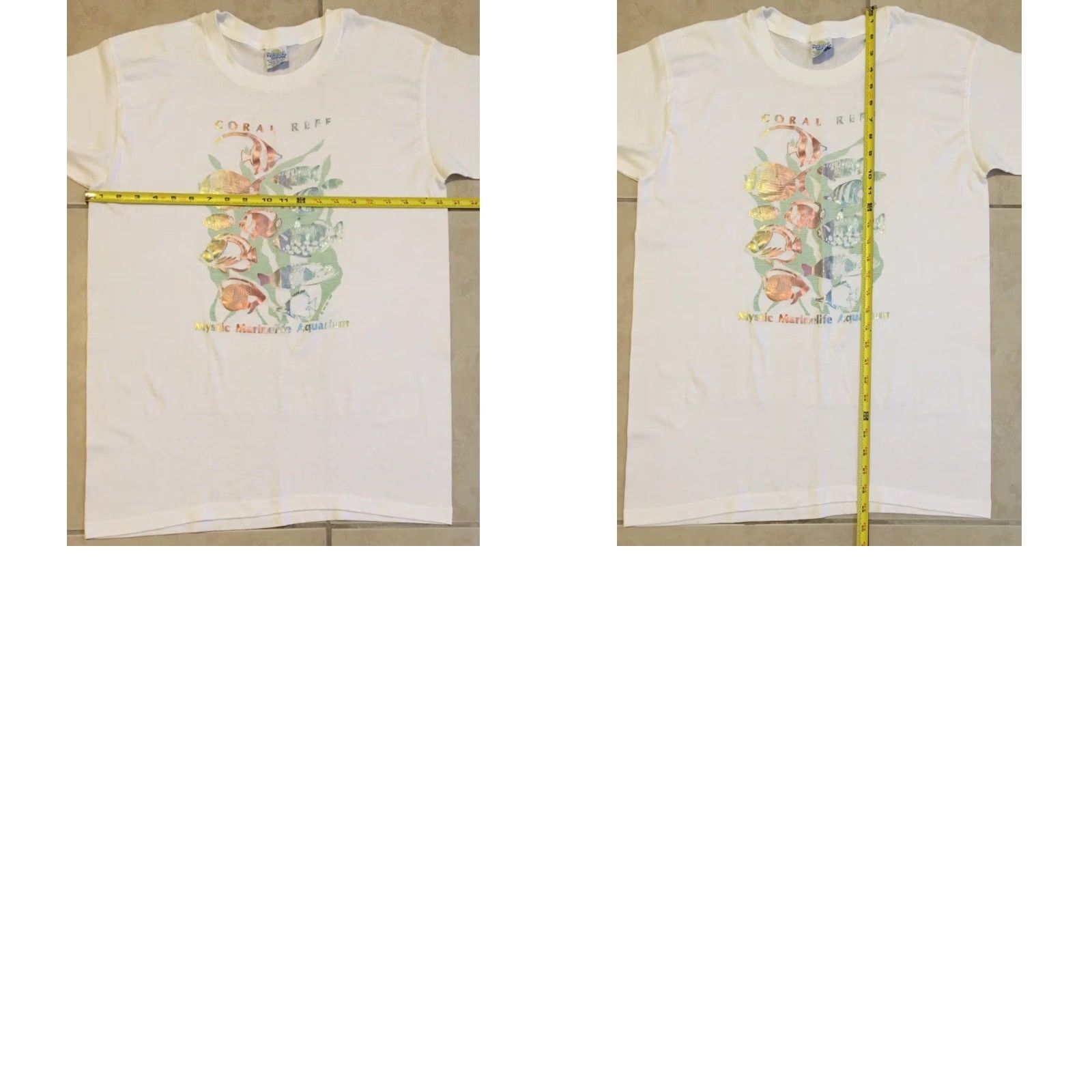 Vintage VINTAGE Mystic Aquarium Faded Coral Reef Shirt L White 90s 80s Surf Beach Grunge Rock Animals Art USA Hawaii Reef Fishing Ocean Reef Size US L / EU 52-54 / 3 - 8 Thumbnail