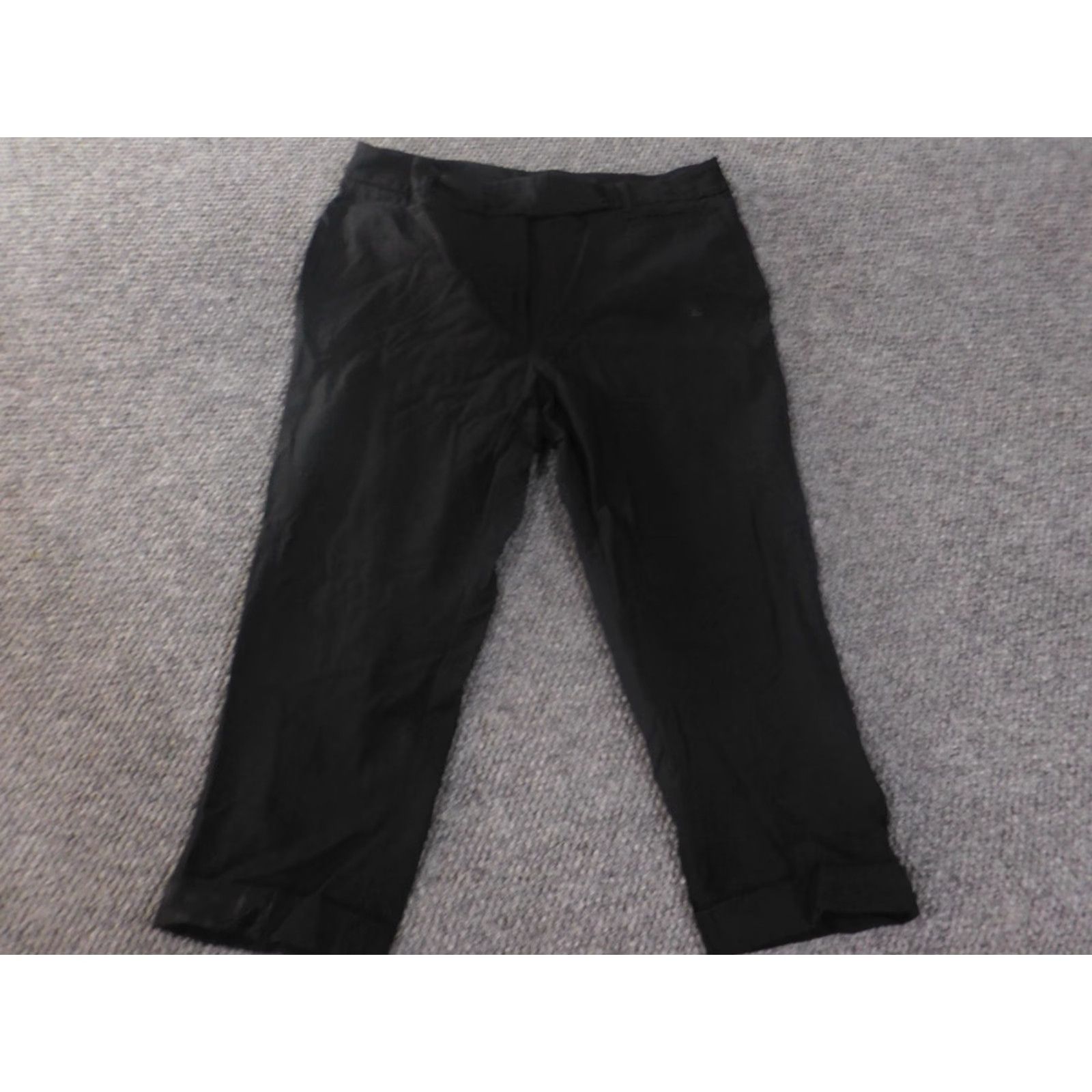 White House Black Market White House Black Market Pants 12 Black Slim Cropped Womens Cuffed Stretch Cotton Size 24" / US 00 / IT 34 - 2 Thumbnail