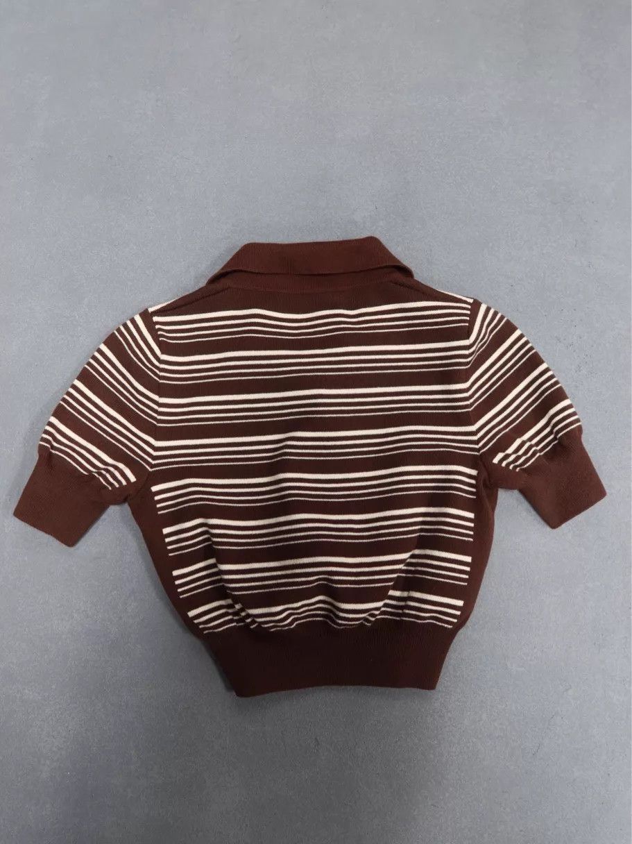 Miu Miu MIU MIU SS23 Knit Striped Logo Polo Shirt Tobacco Size XS / US 0-2 / IT 36-38 - 2 Thumbnail