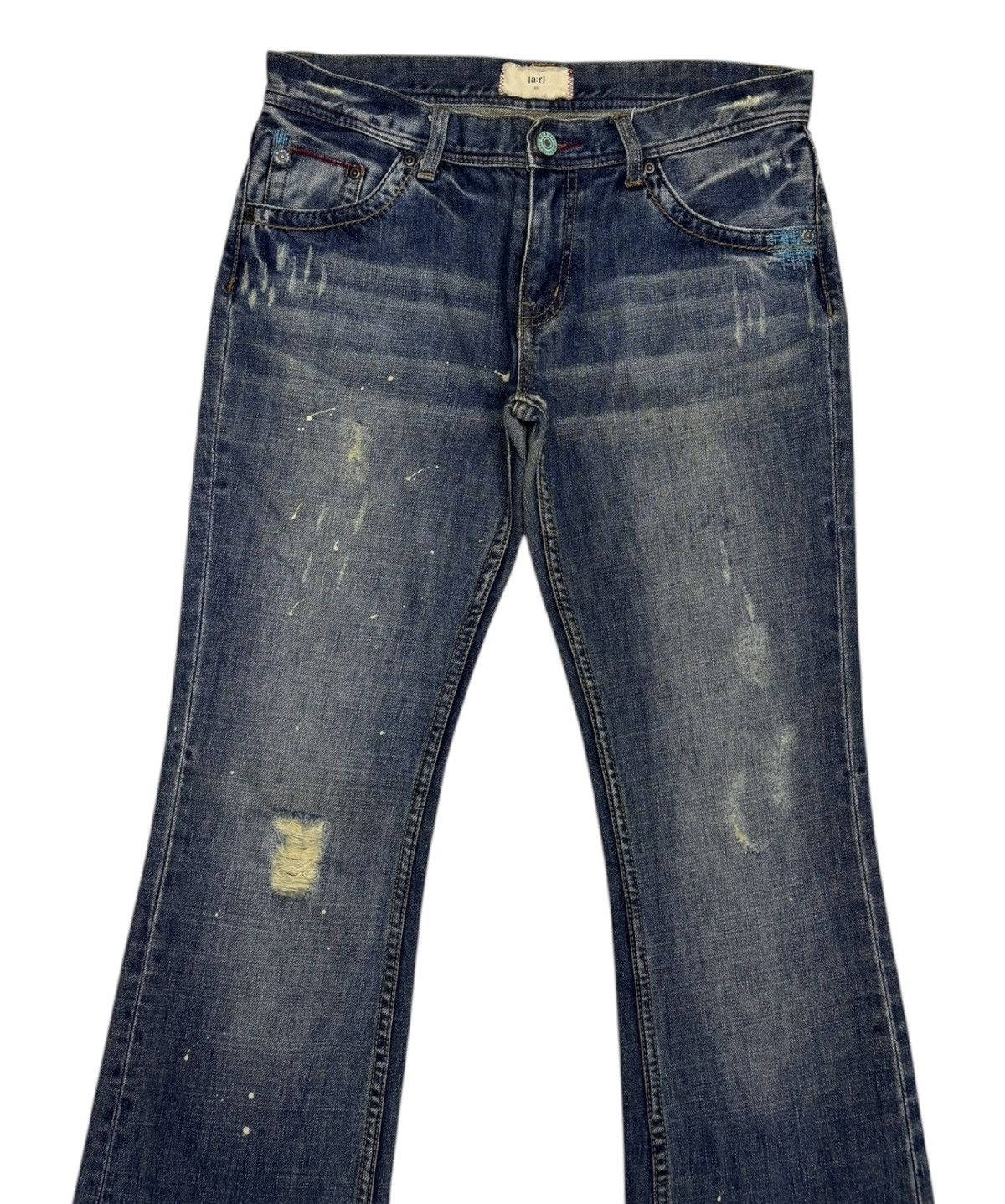 If Six Was Nine [a:r] Flared Jeans Camo Back Pocket Distressed Denim Jeans Size US 32 / EU 48 - 5 Thumbnail