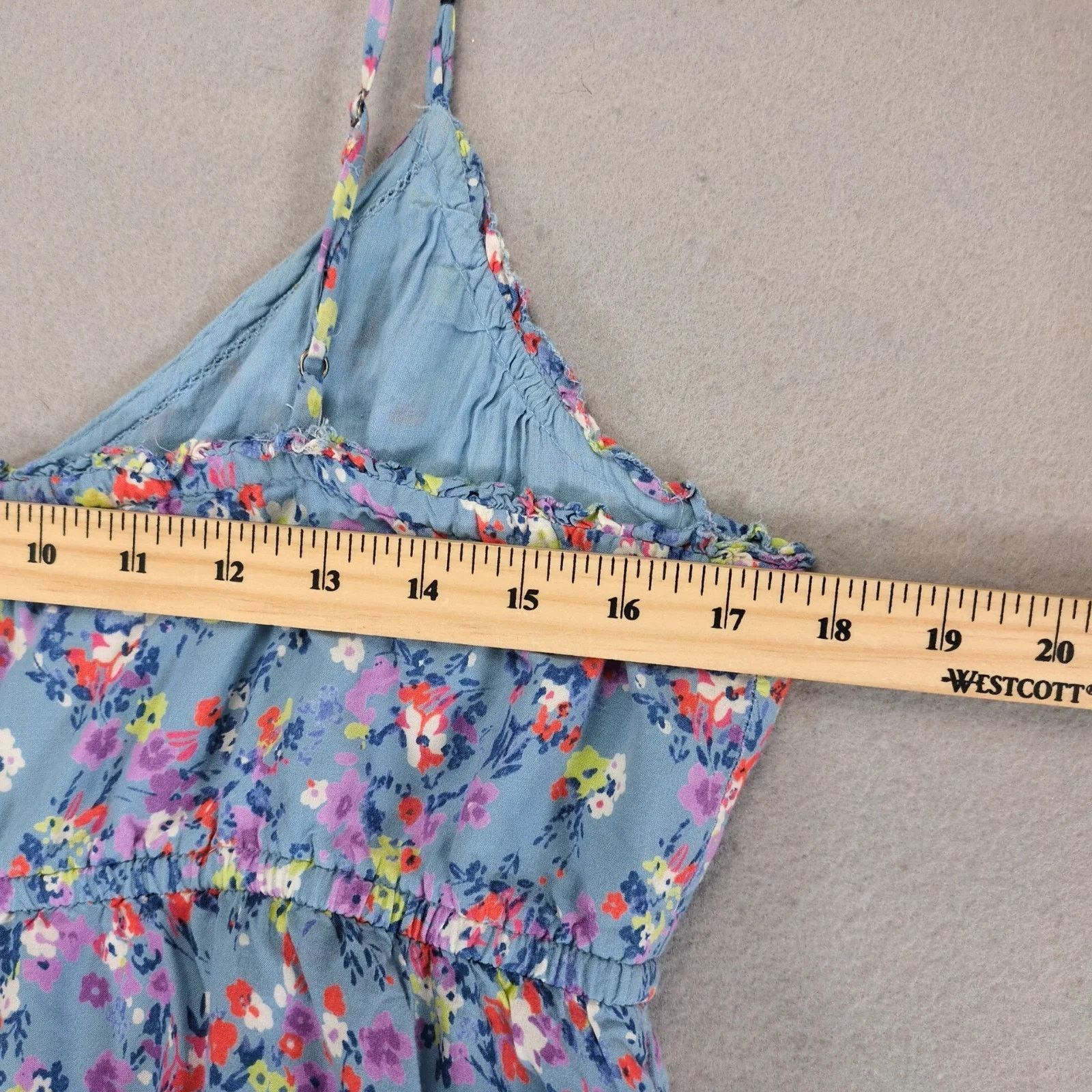 Other Aerie Blue Floral Babydoll Mini Dress L Pockets Drawstring Size L / US 10 / IT 46 - 5 Thumbnail