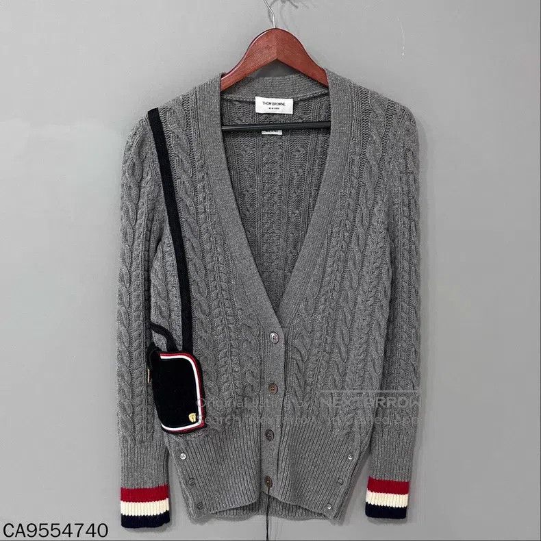 Thom Browne Thom Browne Handbag decorated gray knitted cardigan Size S / US 4 / IT 40 - 2 Thumbnail