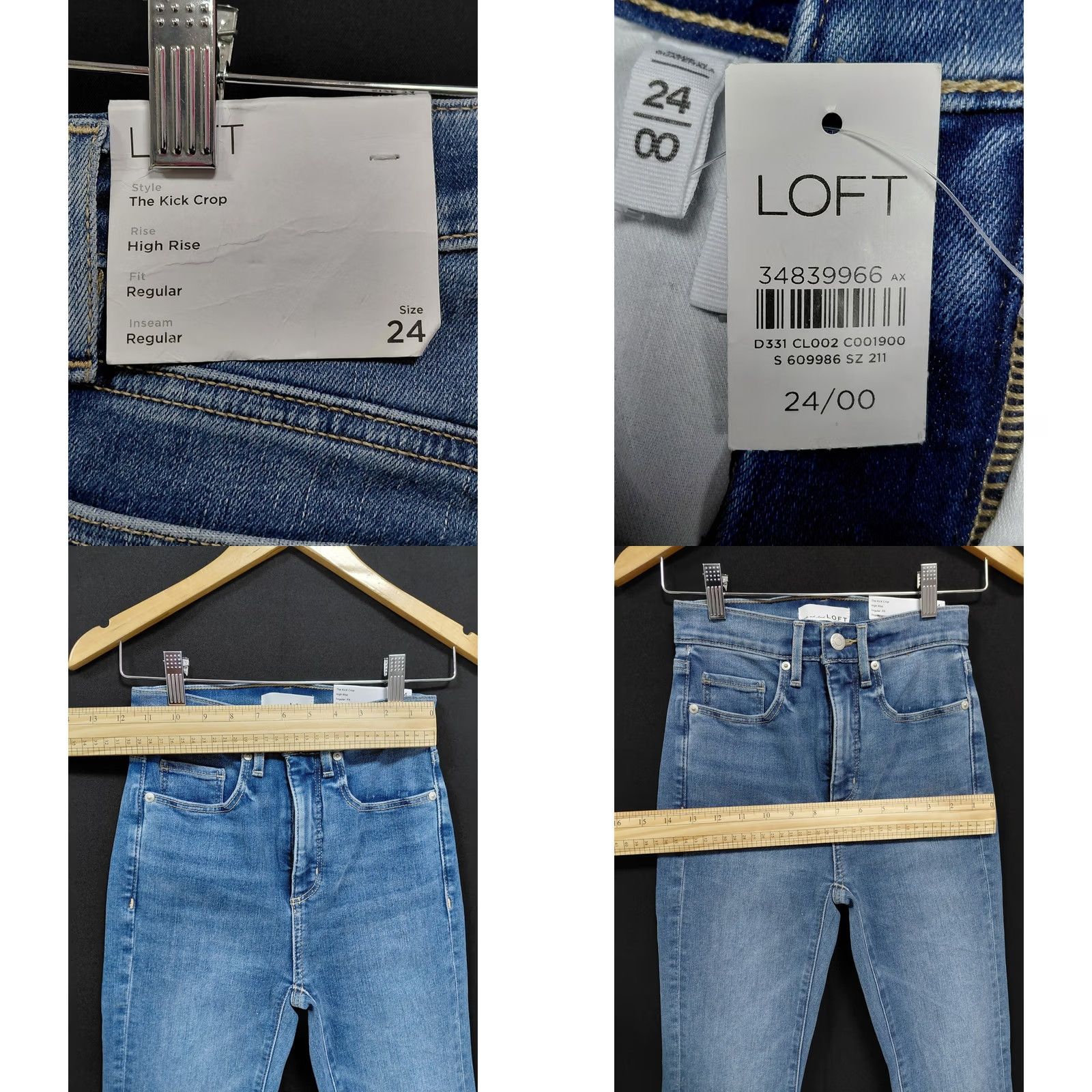 Loft LOFT Jeans Blue Solid Denim Women Size 24 Kick Crop High Rise Size 42" / US 20 - 8 Thumbnail