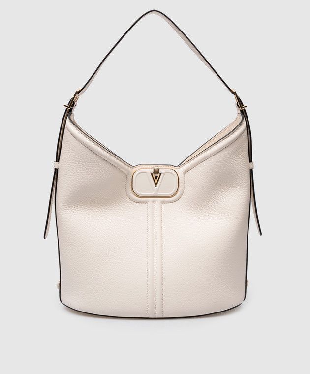 Valentino o1s22i1n0924 Size: OS / Vlogo Leather Hobo Bag in White Size ONE SIZE - 1 Thumbnail