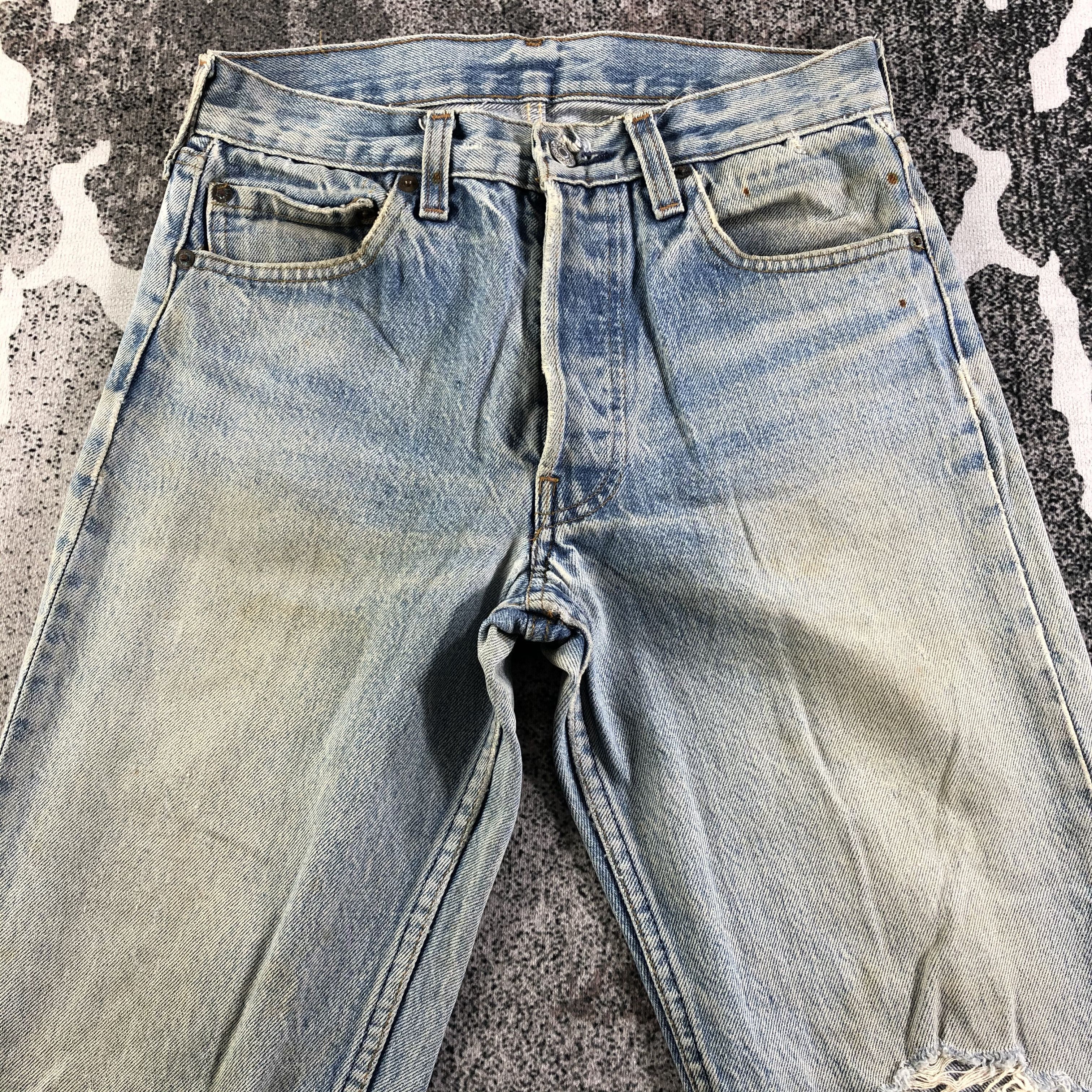 Levi's Vintage Distress 80s Levis 501 Jeans Dirty Wash KJ2513 Size US 27 - 3 Thumbnail