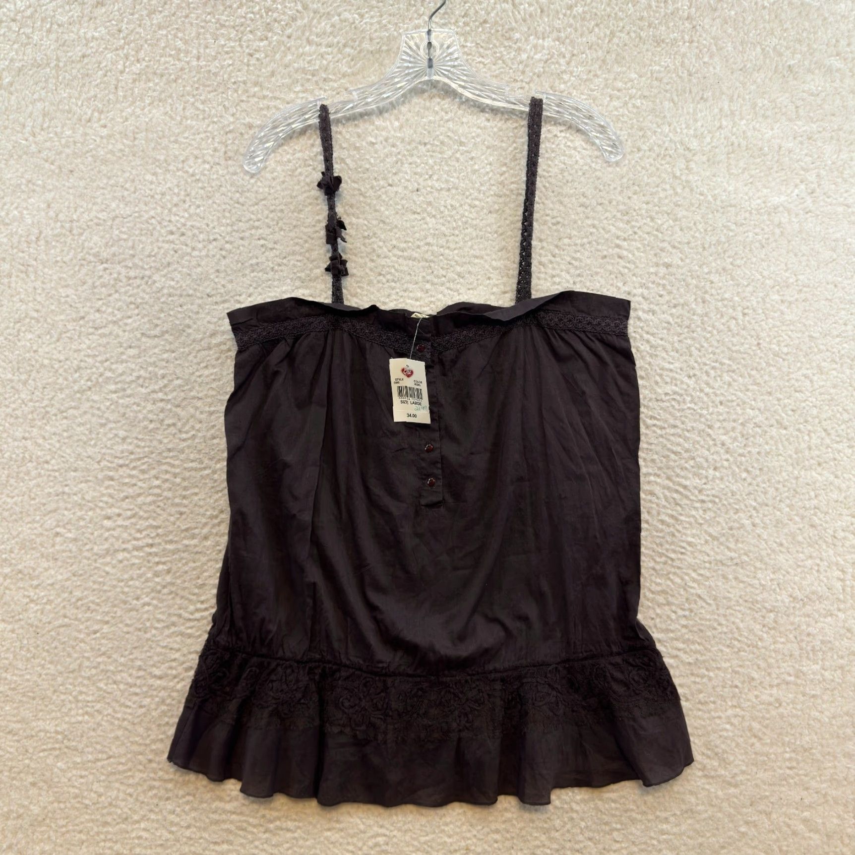 Acme Clothing VINTAGE Deadstock Y2K Camisole Top Brown Grunge Whimsigoth Shirt Womens Size S / US 4 / IT 40 - 2 Thumbnail